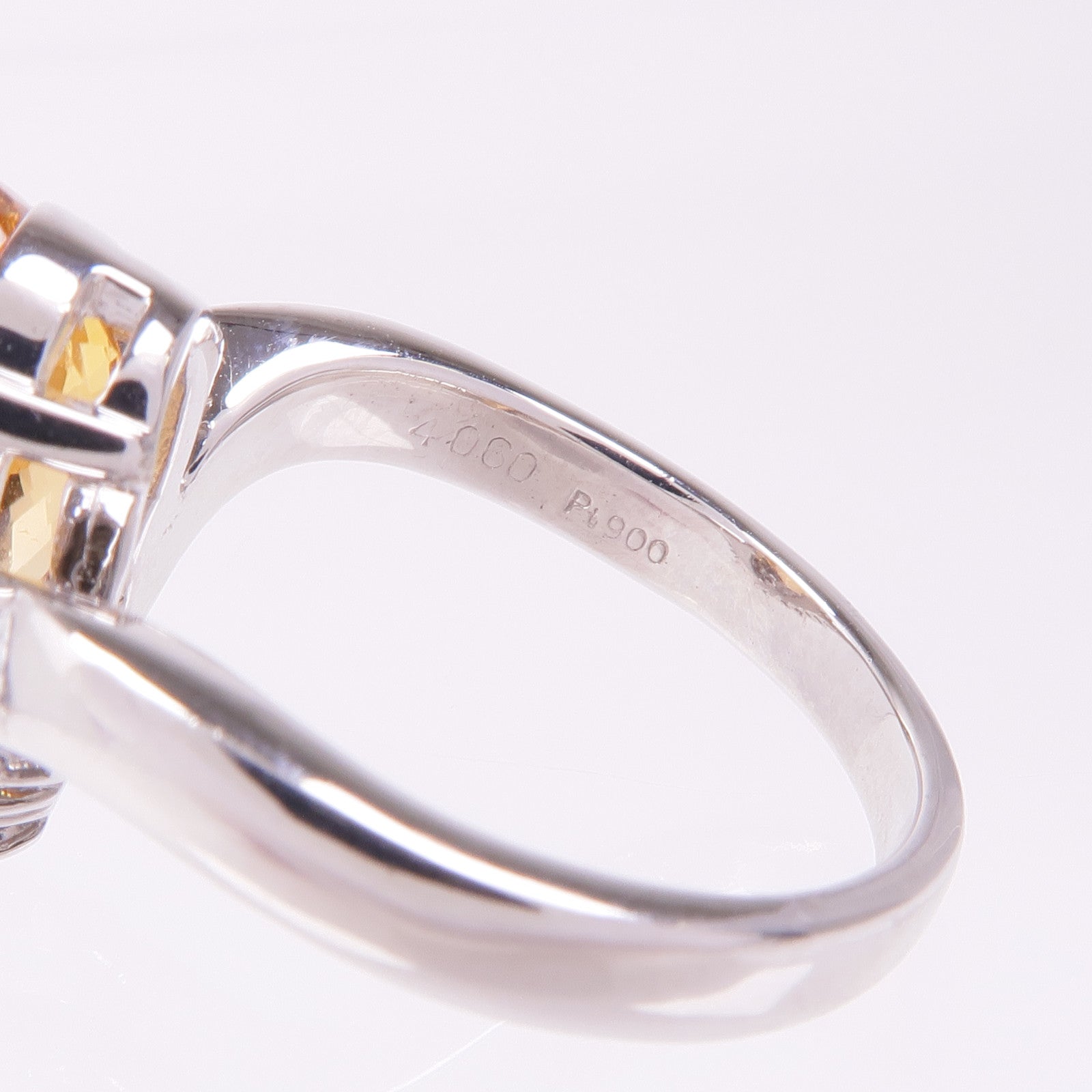 JEWELRY PT900鉑金Topaz Diamond Ring黃玉/鑽石戒指US#6.5