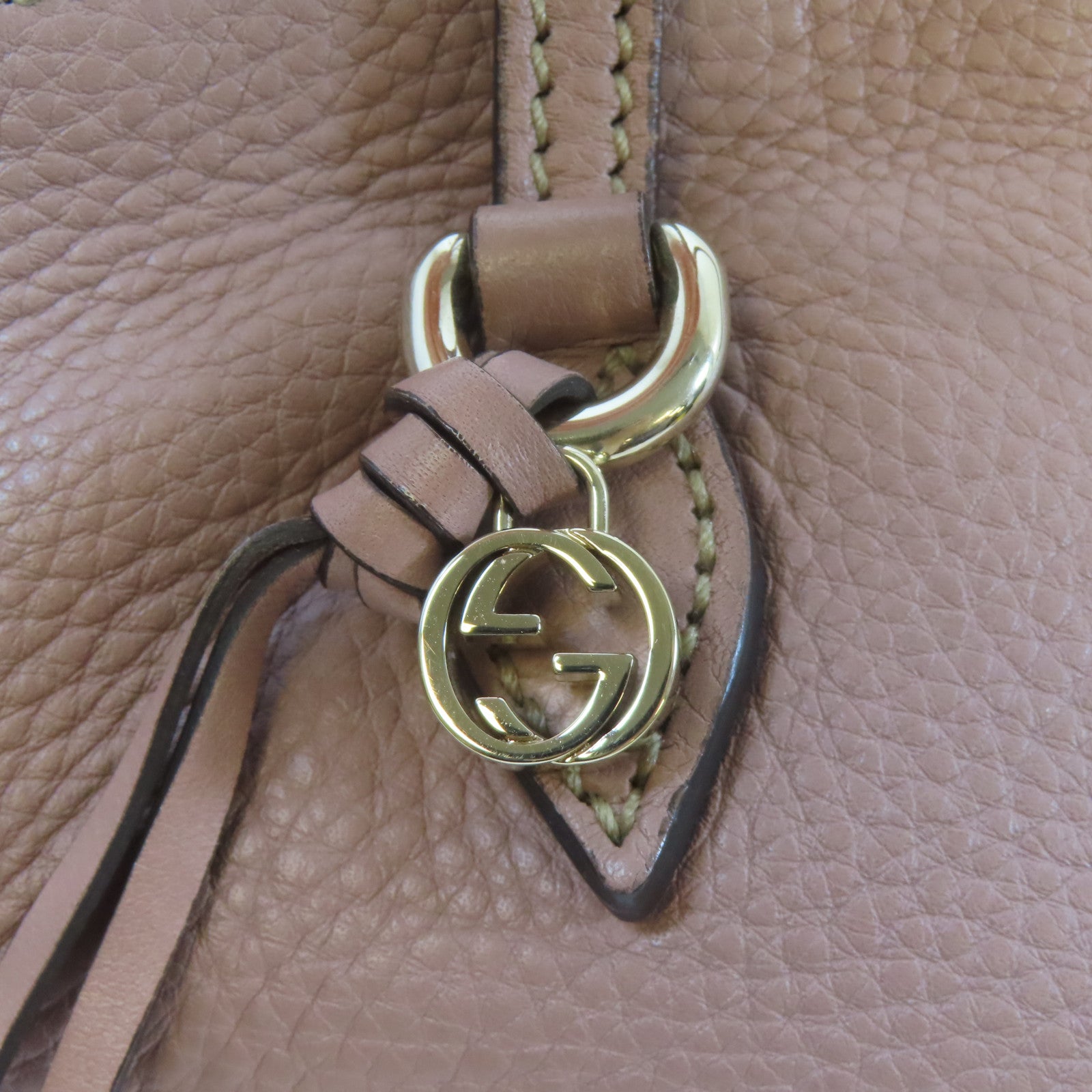 GUCCI 牛皮皮革Interlocking G Tote Bag金扣肩背袋粉紅色