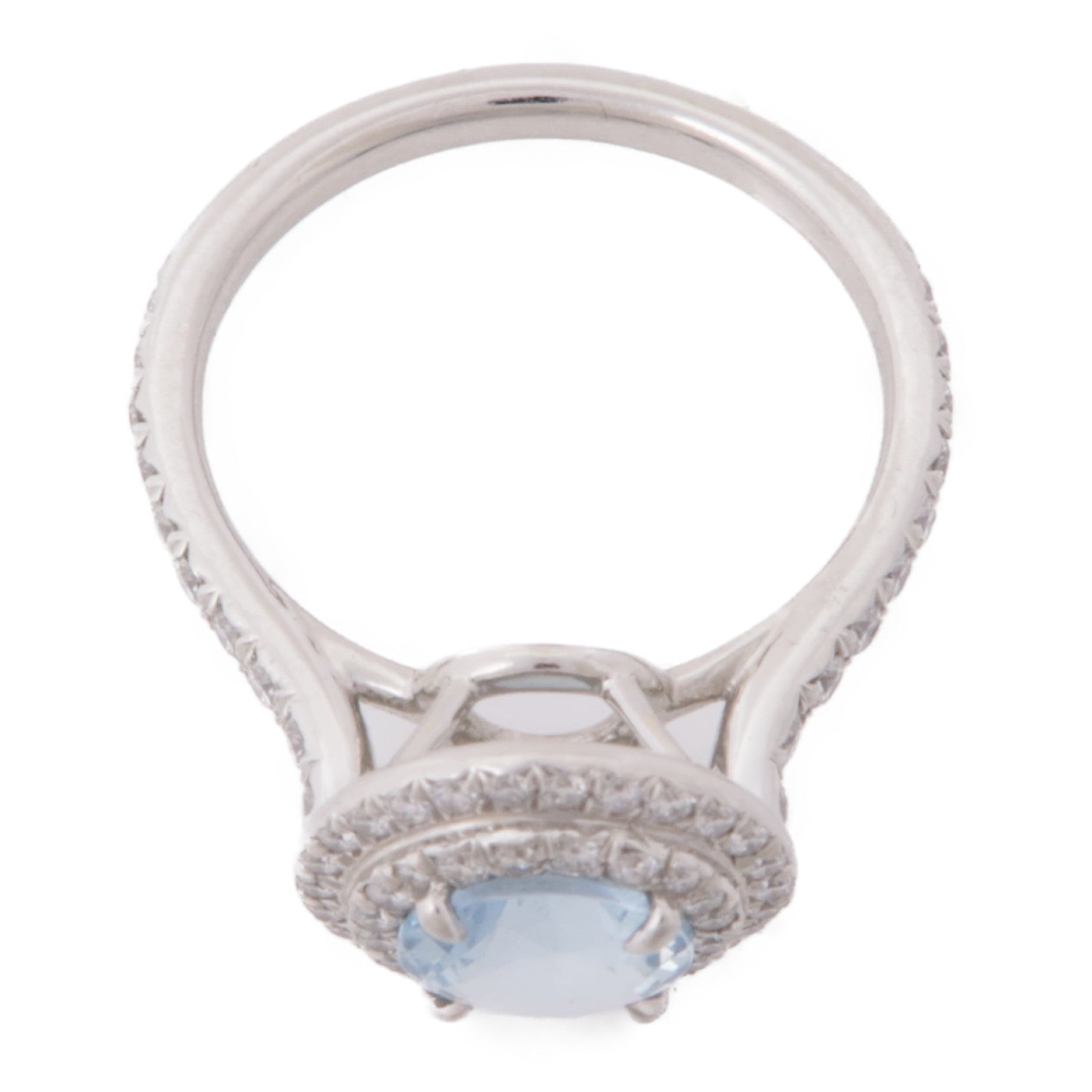 TIFFANY＆CO PT950鉑金Aquamarine Soleste Ring海藍寶石/鑽石戒指US#6