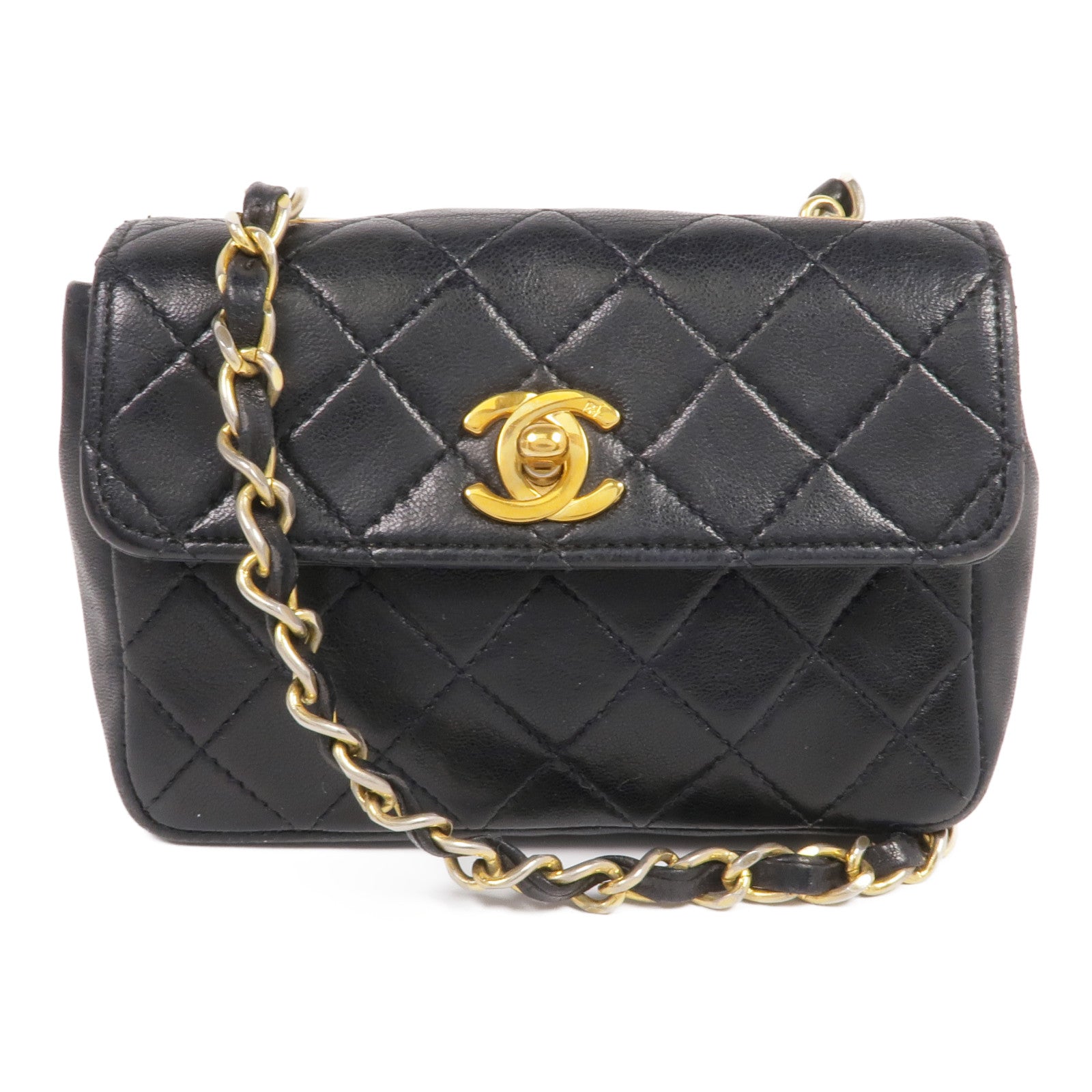 CHANEL 羊皮皮革Chain Shoulder金扣鏈帶肩背袋