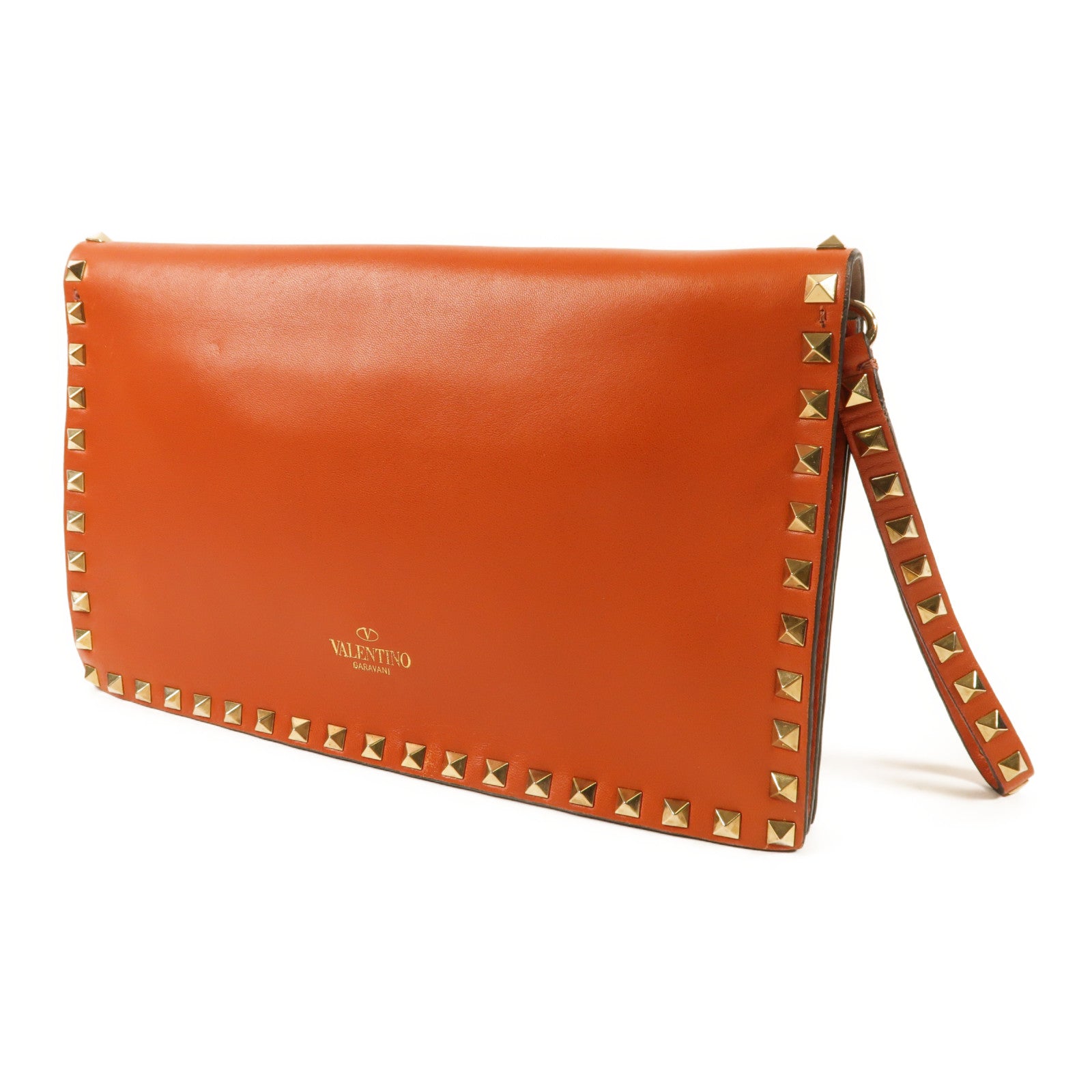 Valentino 牛皮皮革Clutch金扣手拿包