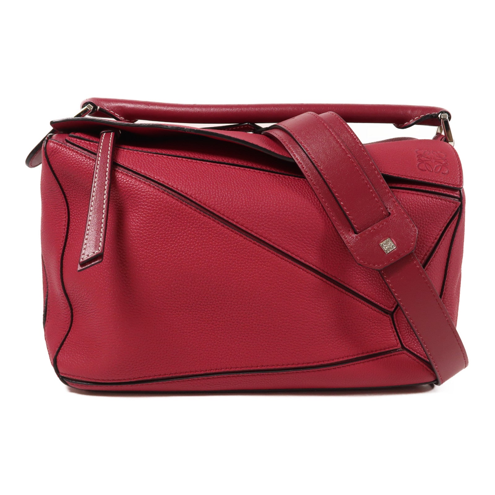 LOEWE 牛皮皮革Puzzle Large銀扣手挽肩背兩用袋