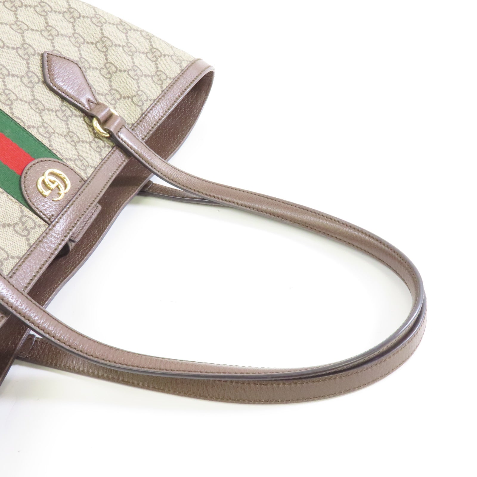 GUCCI 【激減優惠】塗層帆布Tote Bag MM金扣肩背袋/手挽袋啡色