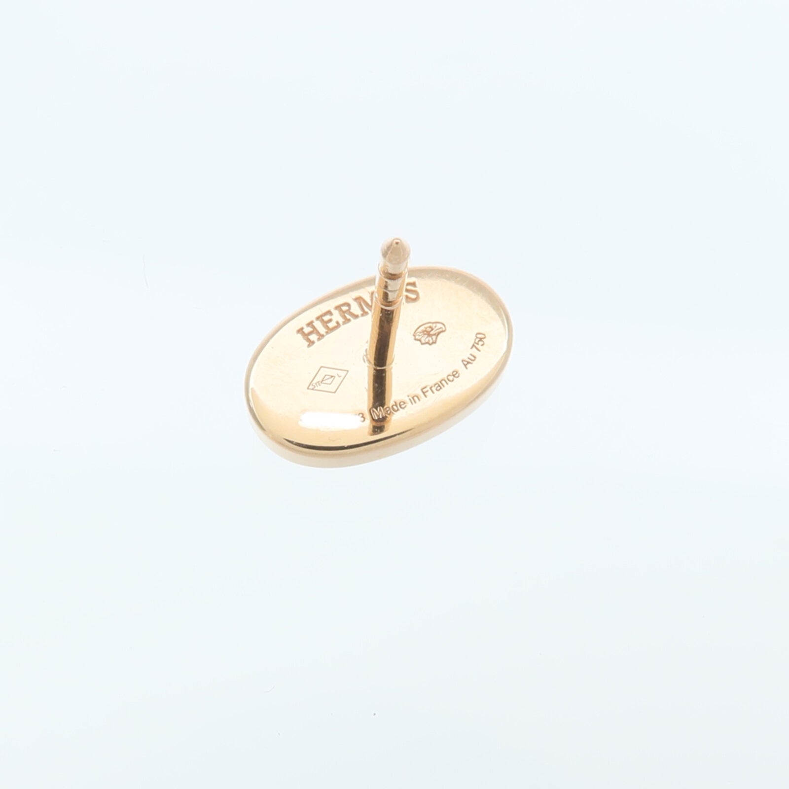 HERMES 18K玫瑰金Chaine d'ancre Contour Stud Earrings鑽石耳環