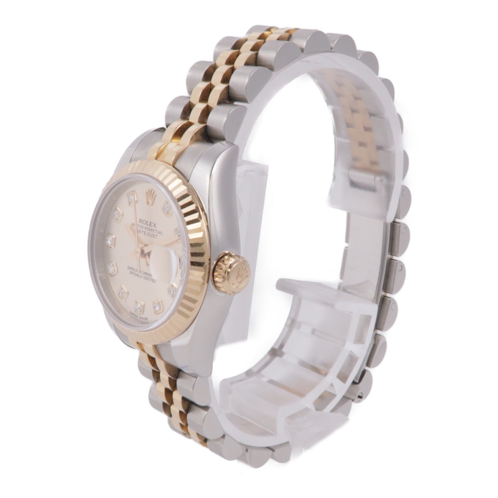 ROLEX Datejust不鏽鋼/18K玫瑰金/鑽石手錶自動機芯