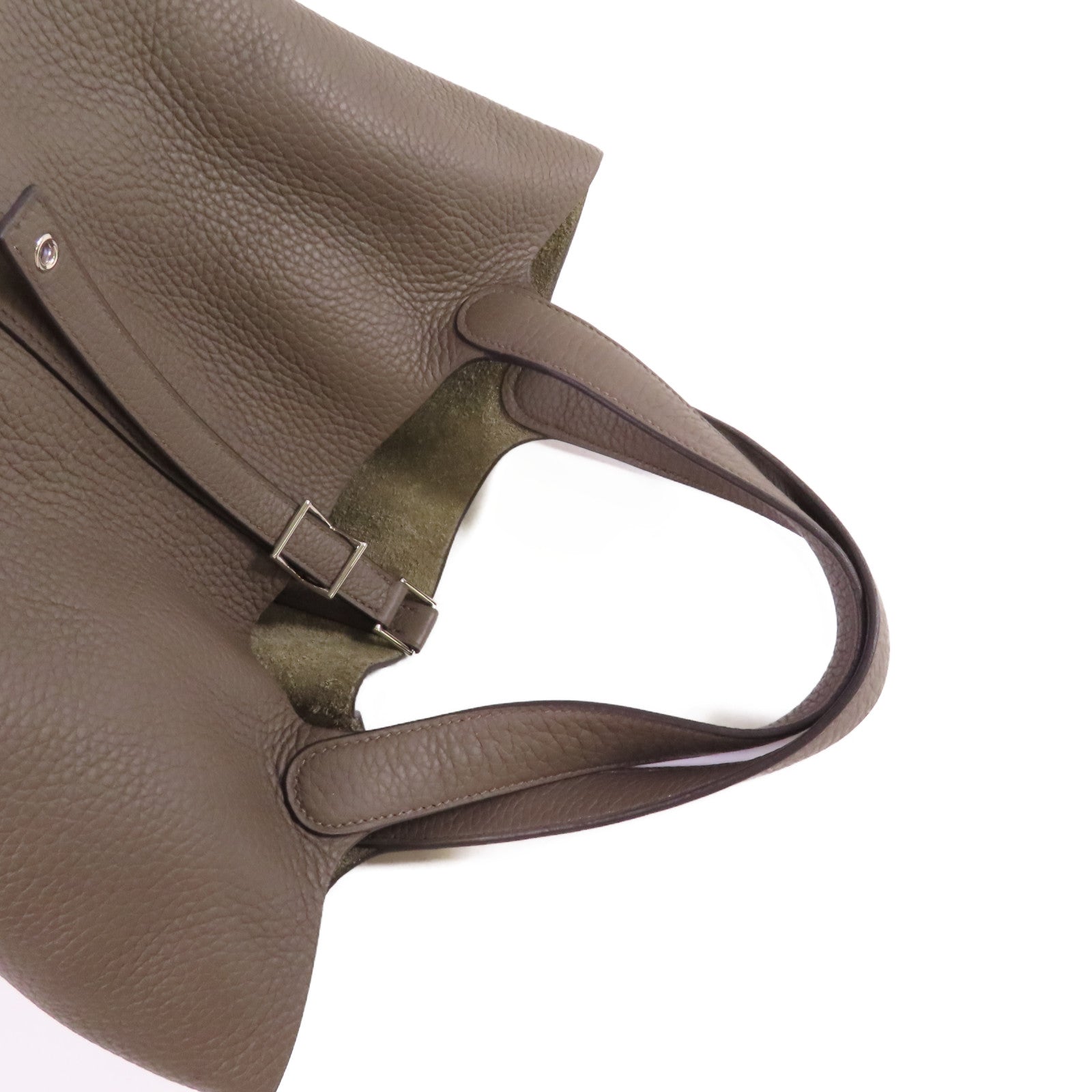 HERMES Clemence皮革Picotin MM Tote Bag銀扣手挽袋Etain錫灰色