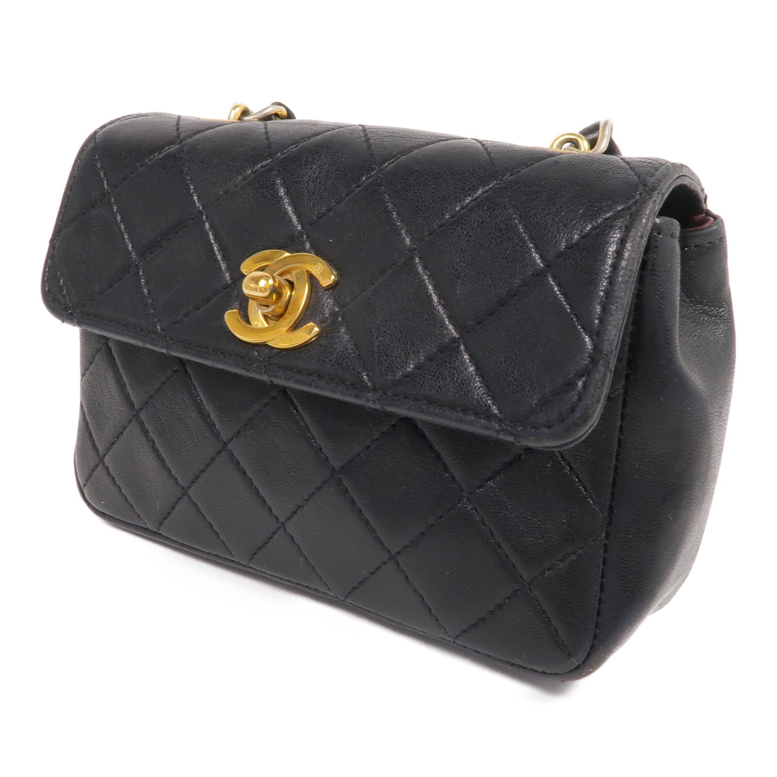 CHANEL 羊皮皮革Chain Shoulder金扣鏈帶肩背袋