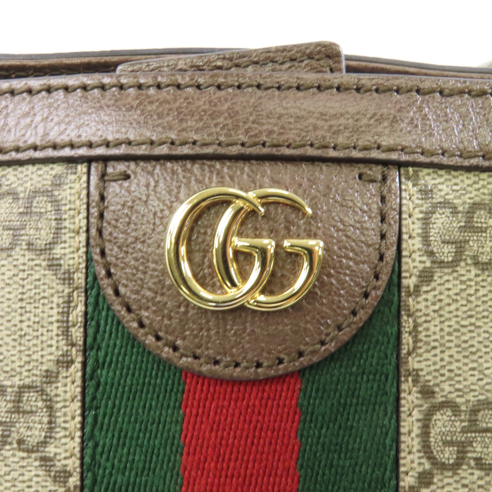 GUCCI 【激減優惠】塗層帆布Tote Bag MM金扣肩背袋/手挽袋啡色