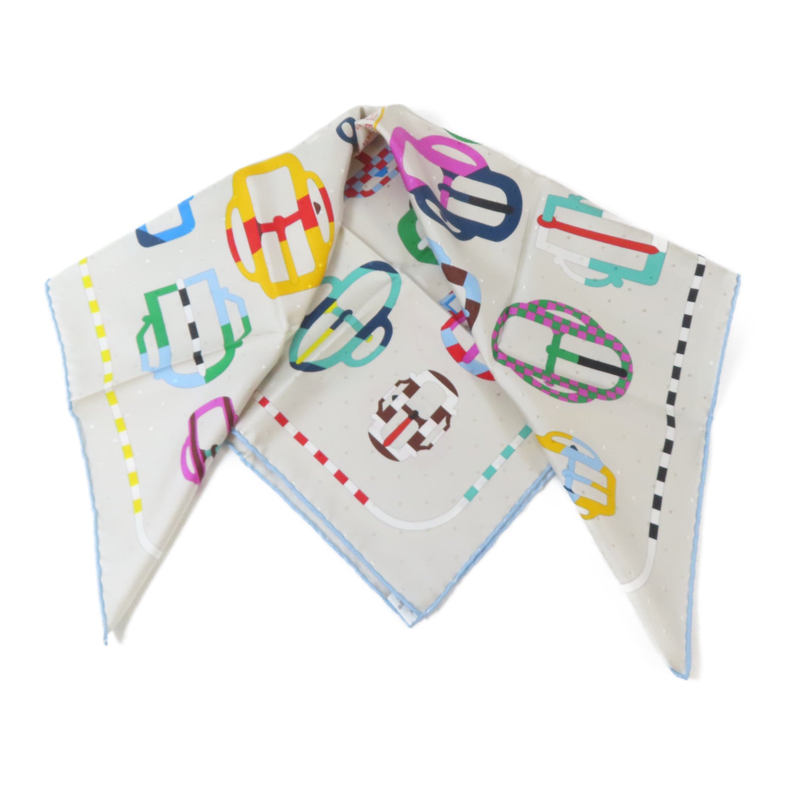HERMES 絲質Scarf絲巾銀色/彩色