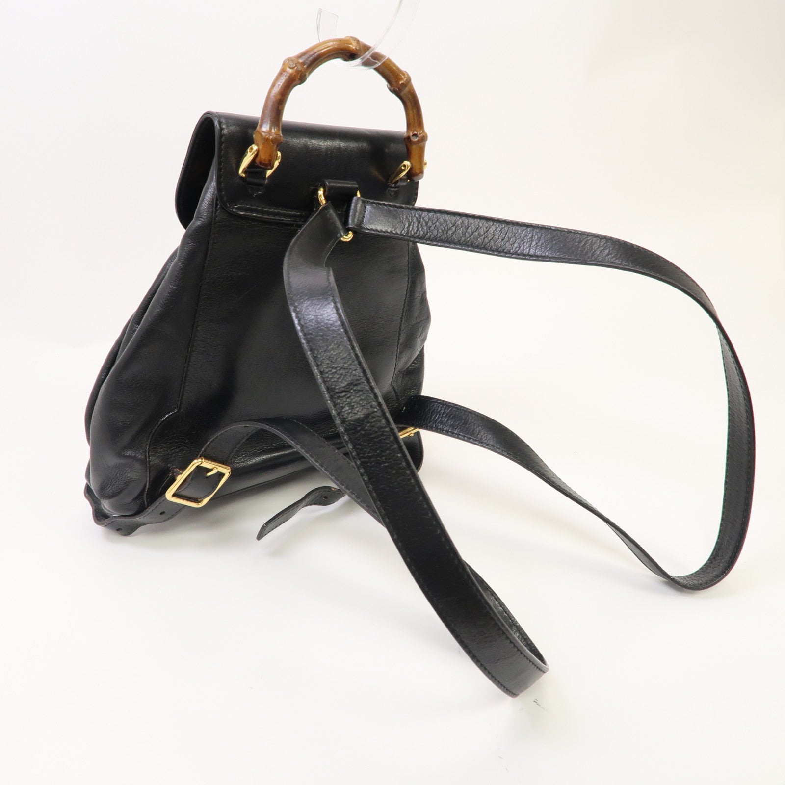 GUCCI 【激減優惠】皮革Bamboo Backpack金扣背包黑色