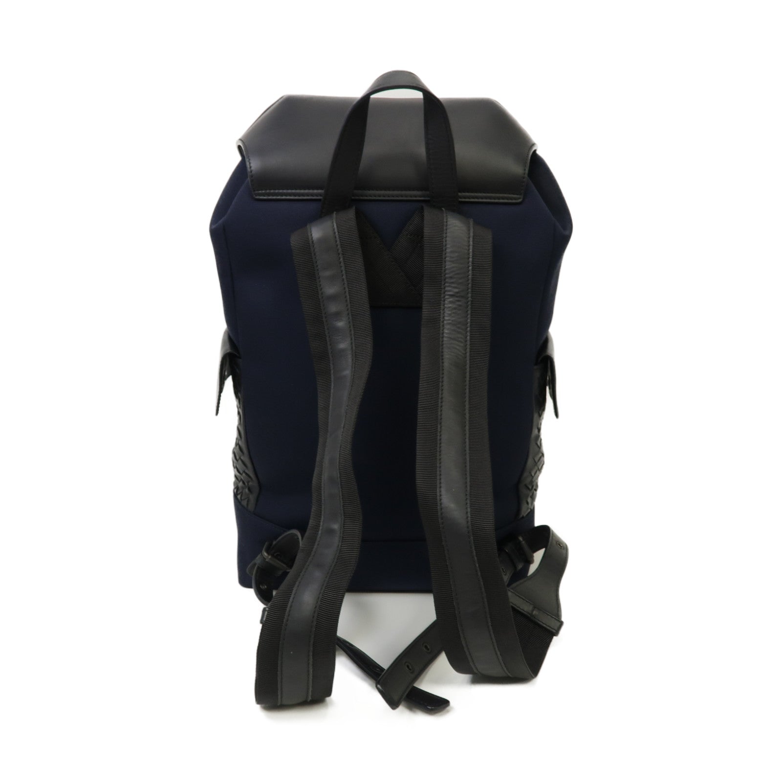 BOTTEGA VENETA 羊皮皮革/帆布Backpack背包深藍色