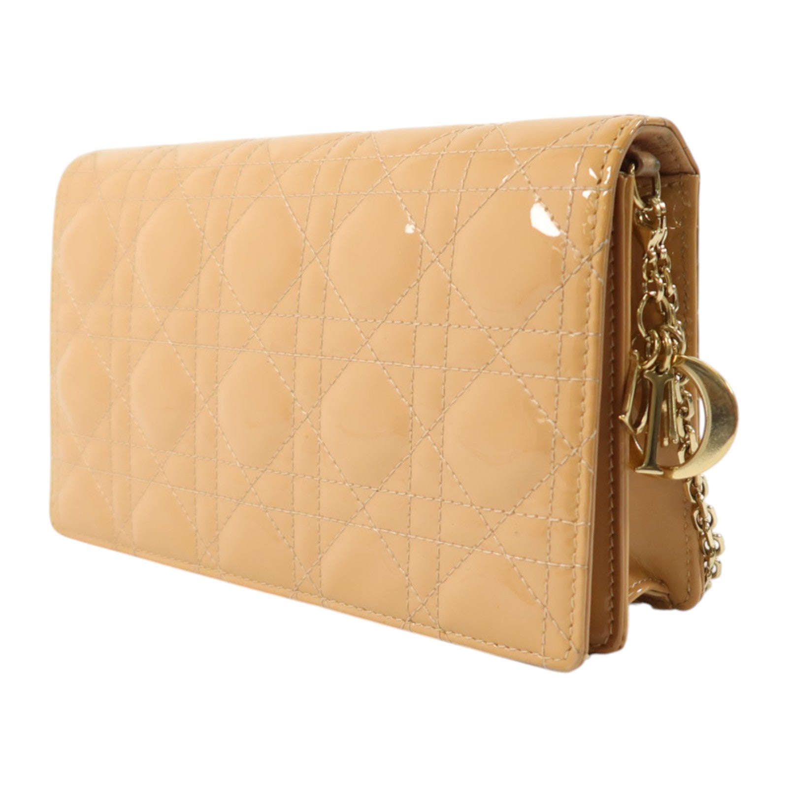 Dior 漆皮皮革Lady Dior Pouch With Chain金扣鏈帶肩背袋