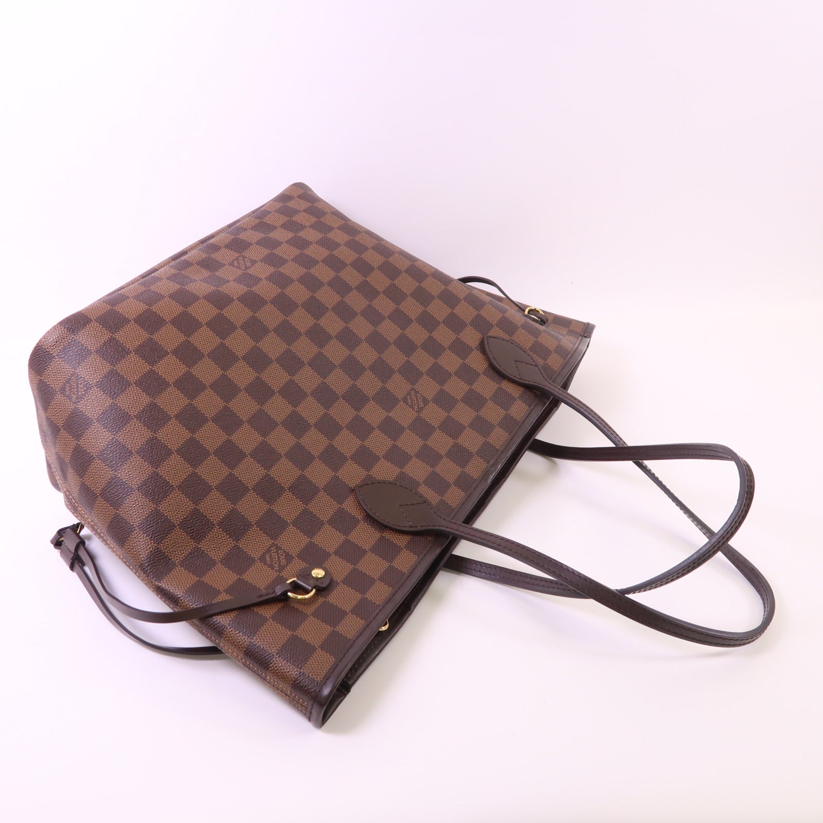 LOUIS VUITTON Damier Neverfull MM金扣肩背袋/手挽袋