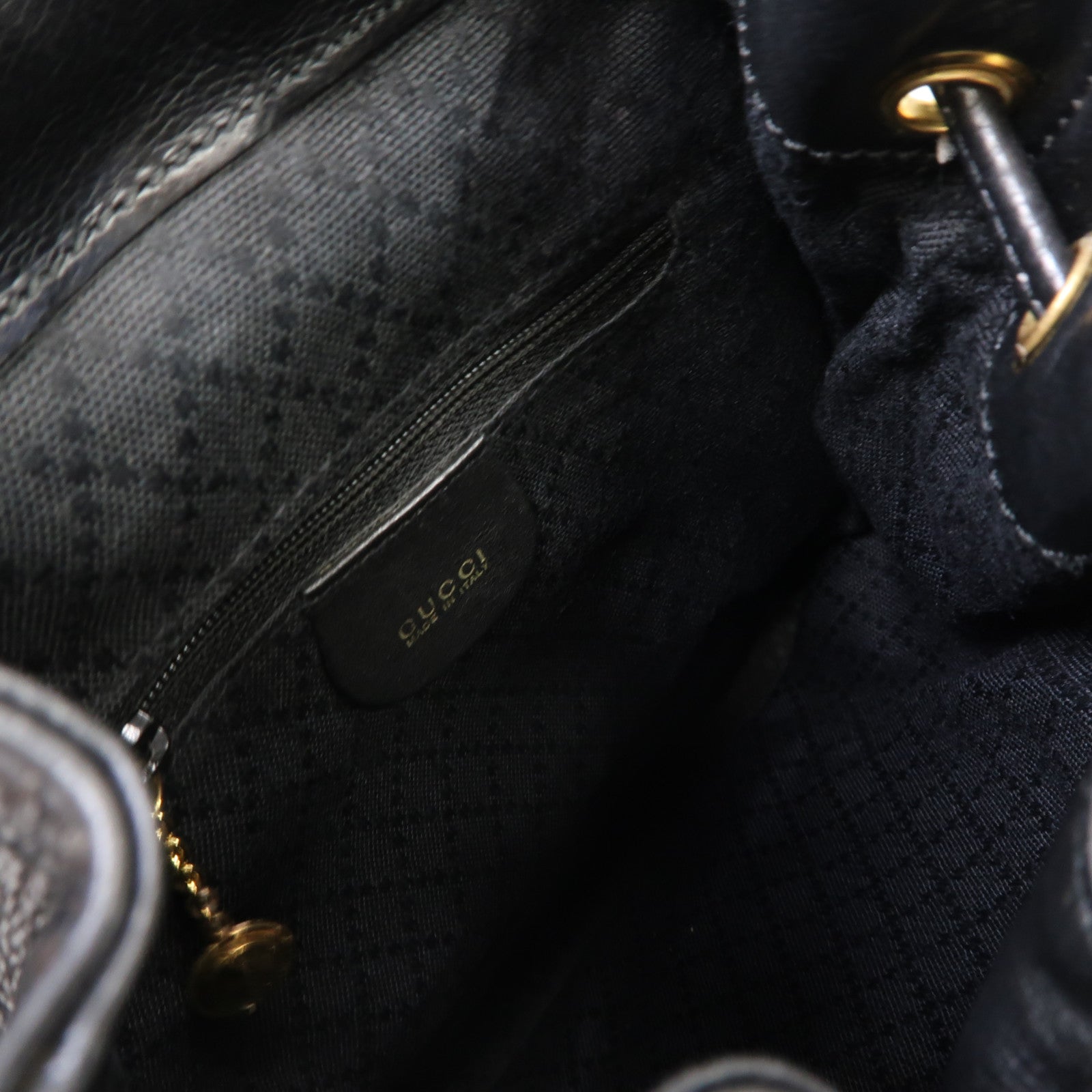 GUCCI 【激減優惠】皮革Bamboo Backpack金扣背包黑色
