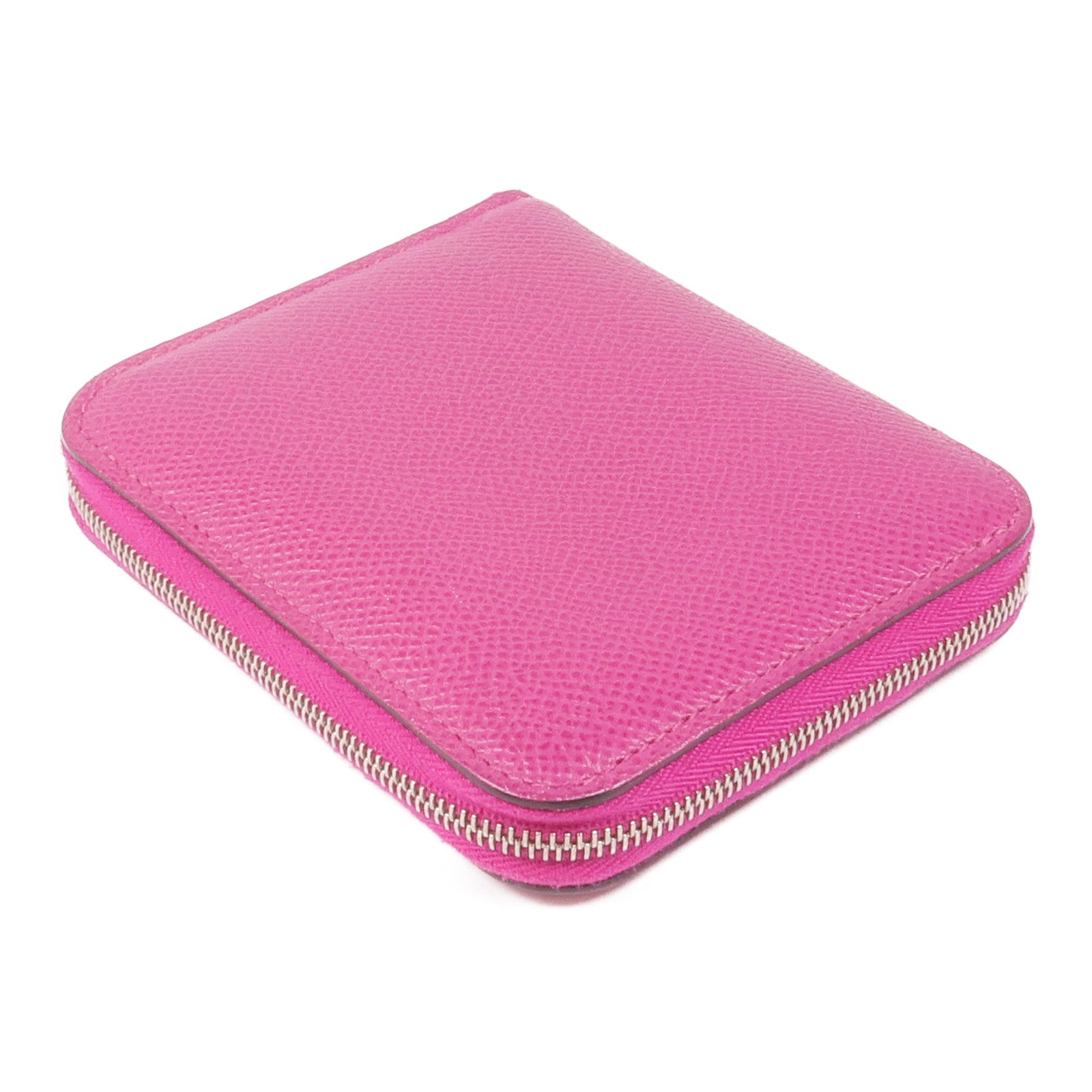 HERMES PHW Silk In Compact Wallet Epsom Leather L3 Rose Purple