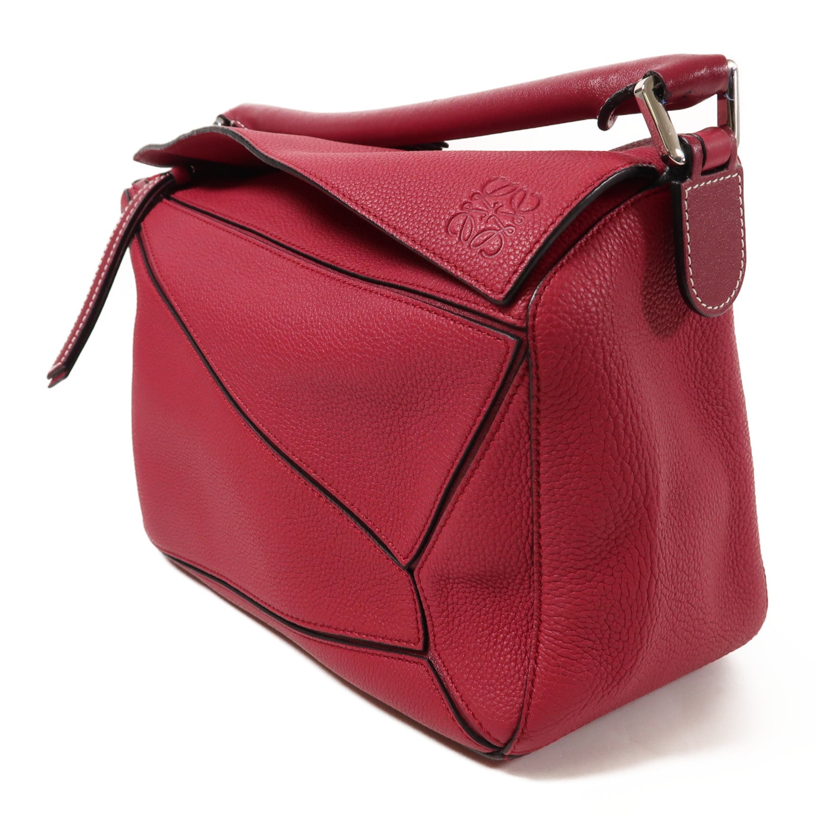 LOEWE 牛皮皮革Puzzle Large銀扣手挽肩背兩用袋