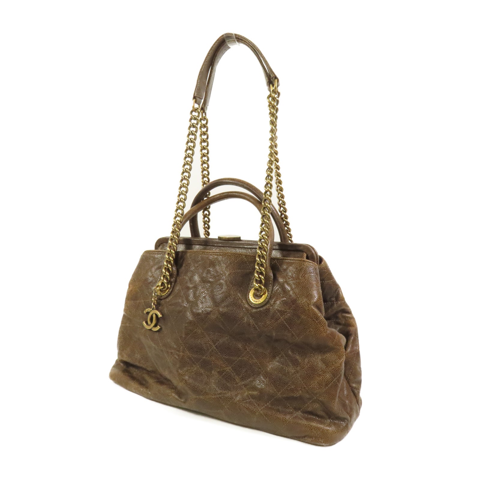 CHANEL 牛皮皮革Shoulder Bag金扣手挽肩背兩用袋