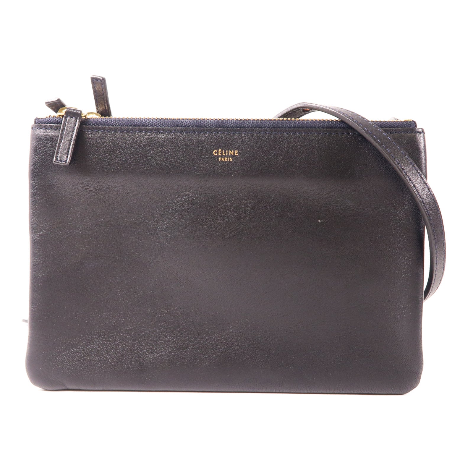 CELINE 羊皮皮革Trio金扣肩背袋