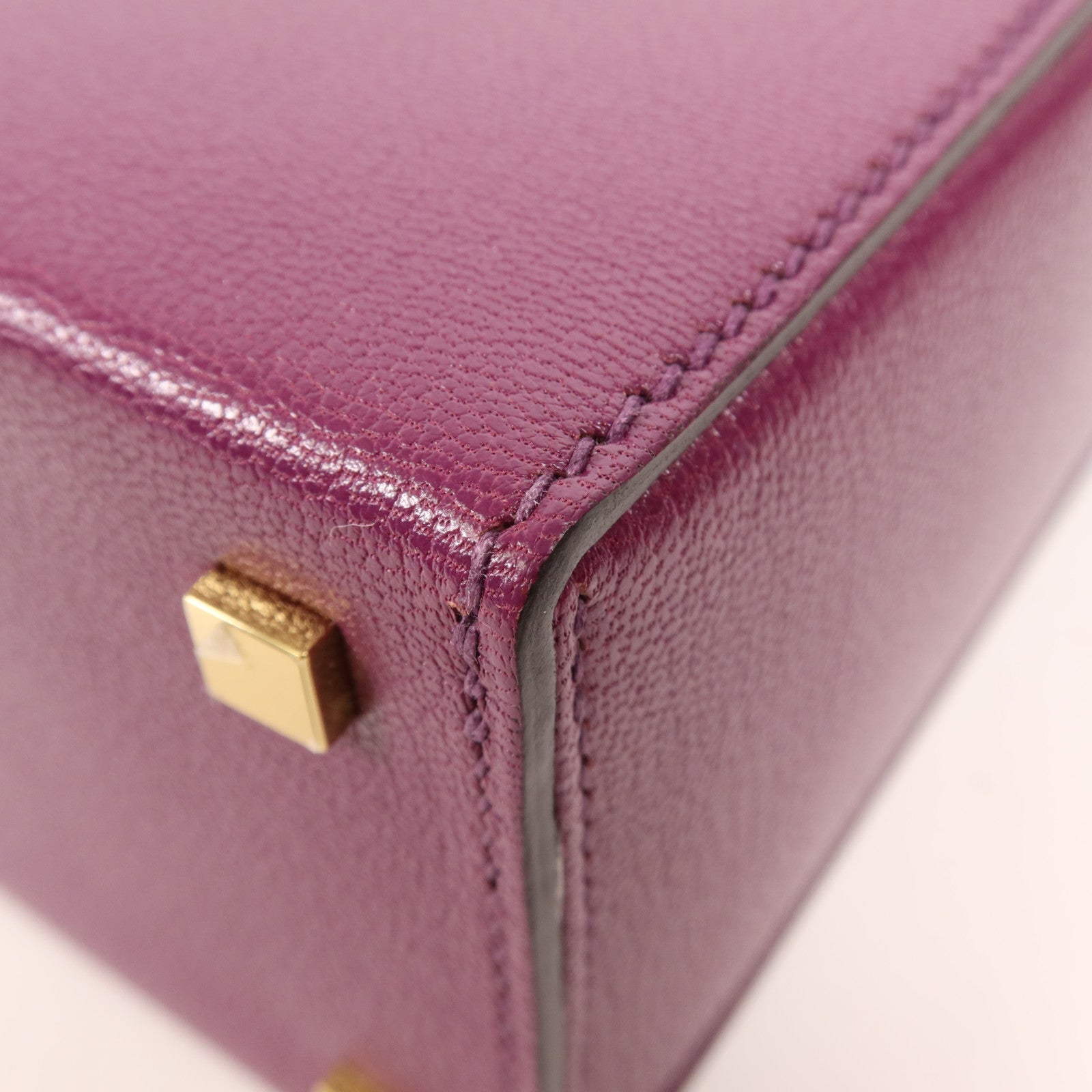 HERMES Chevre皮革Cinhetic Box銀扣手挽肩背兩用袋Anemone