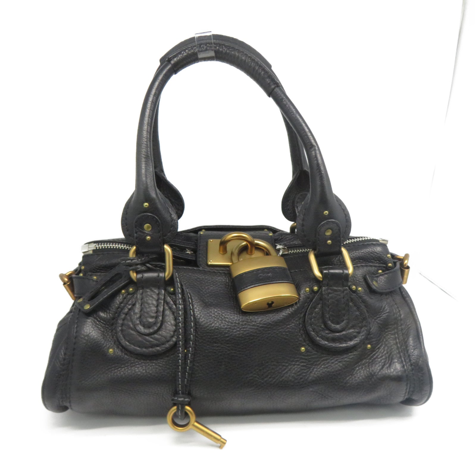 Chloe 【激減優惠】牛皮皮革Shoulder Bag金扣/銀扣肩背袋黑色