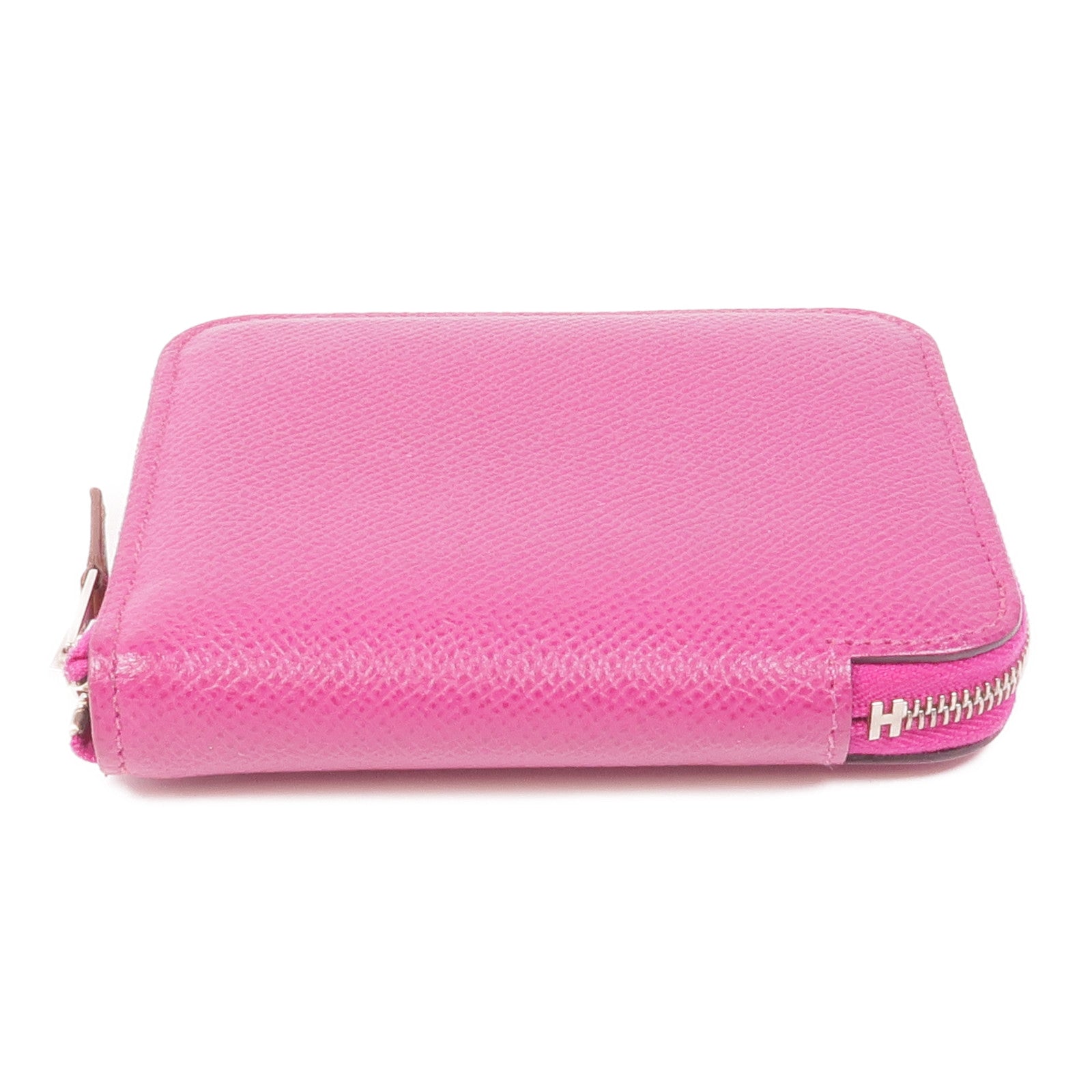 HERMES PHW Silk In Compact Wallet Epsom Leather L3 Rose Purple