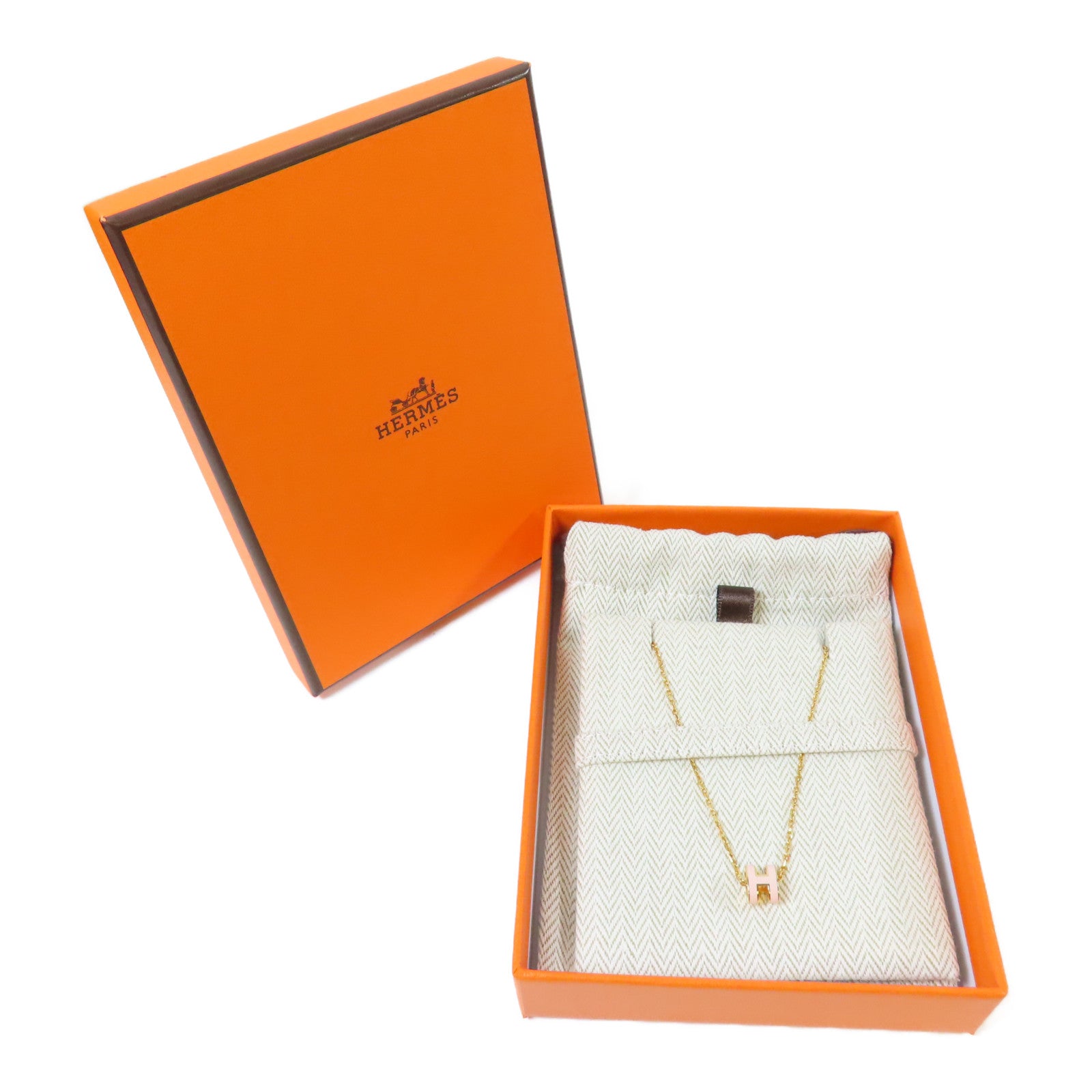 HERMES 金屬Pop H Necklace項鍊粉紅色/金色