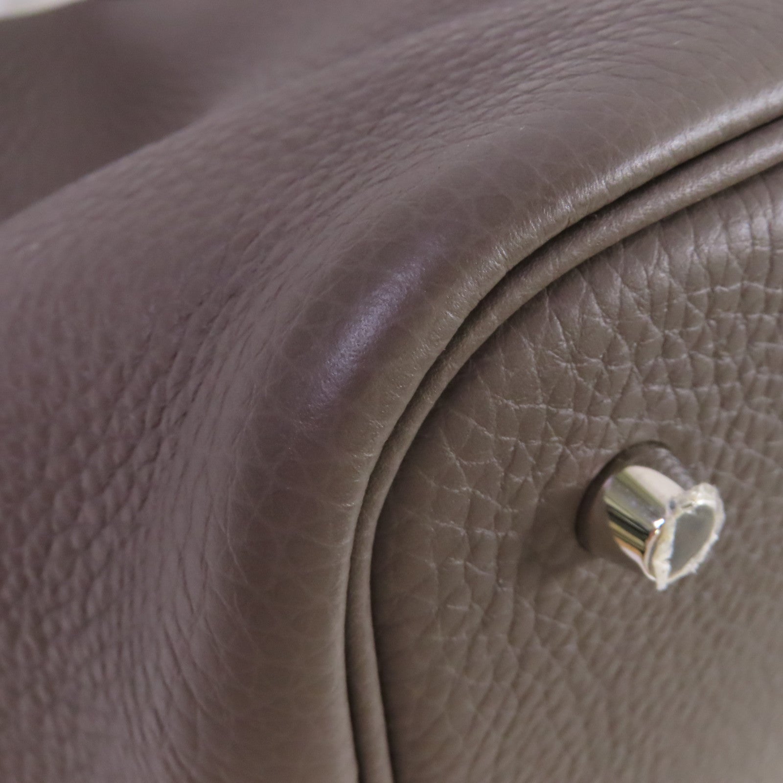 HERMES Clemence皮革Picotin MM Tote Bag銀扣手挽袋Etain錫灰色