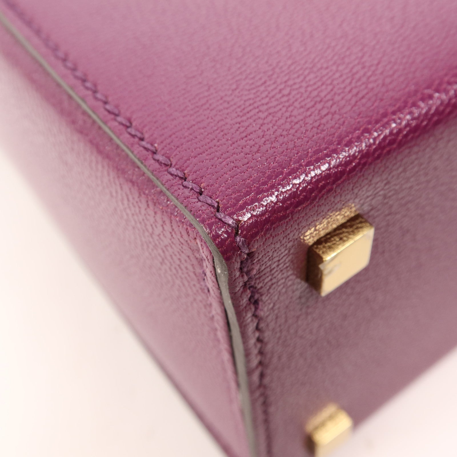 HERMES Chevre皮革Cinhetic Box銀扣手挽肩背兩用袋Anemone