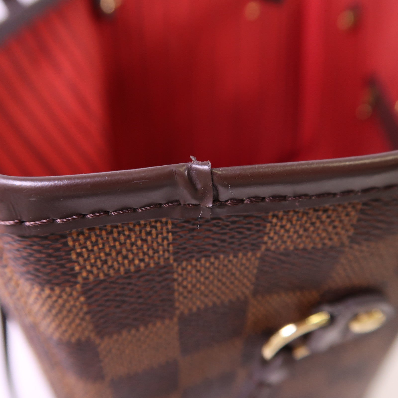 LOUIS VUITTON Damier Neverfull MM金扣肩背袋/手挽袋