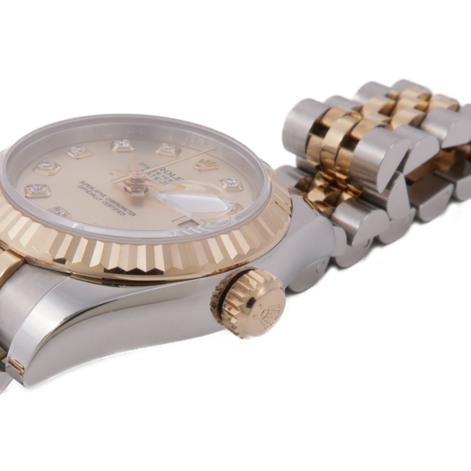 ROLEX Datejust不鏽鋼/18K玫瑰金/鑽石手錶自動機芯