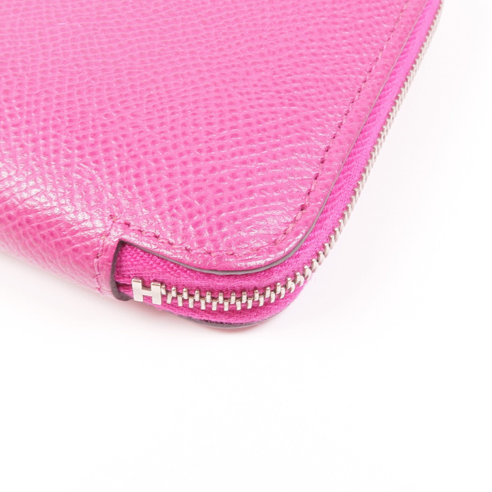 HERMES PHW Silk In Compact Wallet Epsom Leather L3 Rose Purple