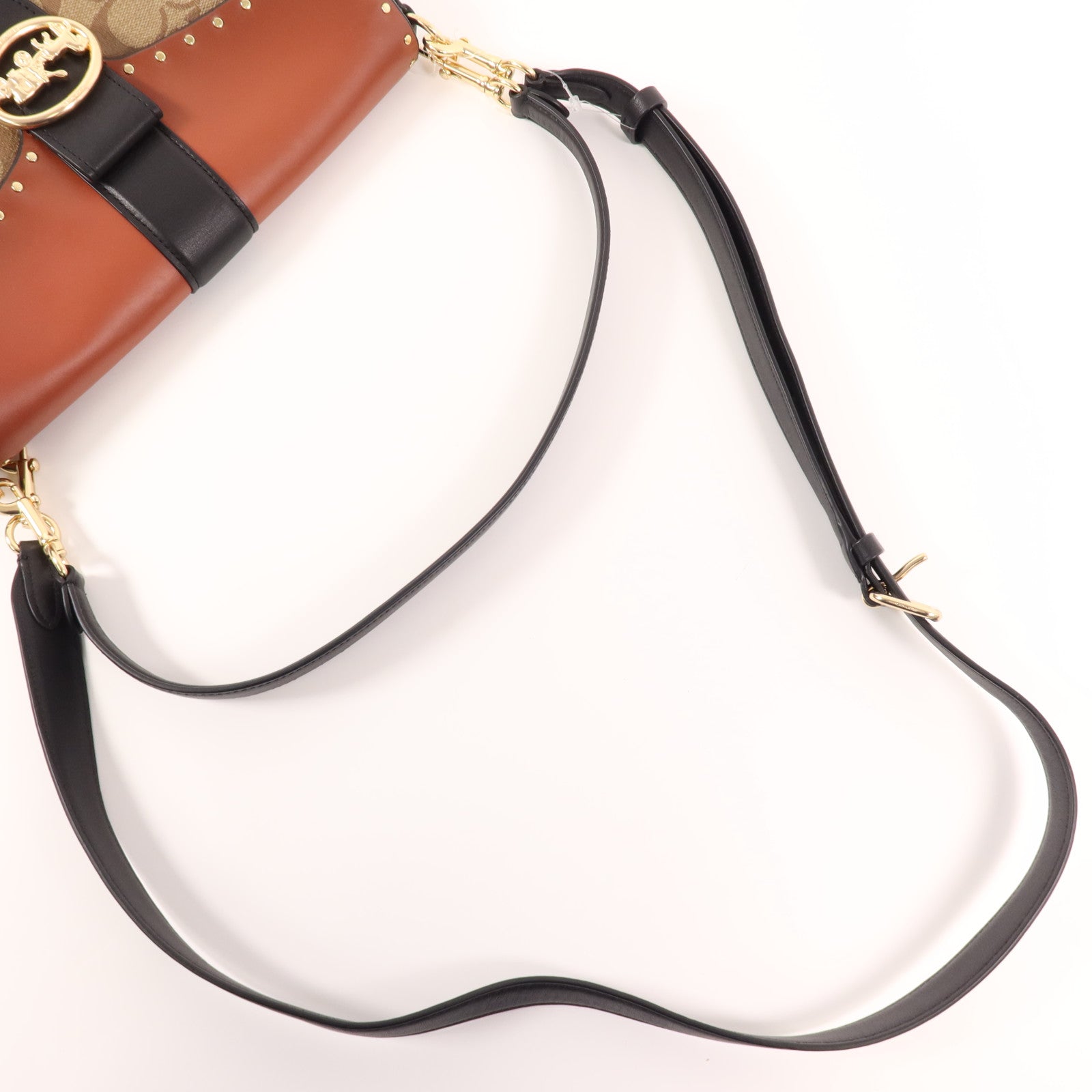 COACH 塗層帆布/皮革2 Way Shoulder金扣手挽肩背兩用袋