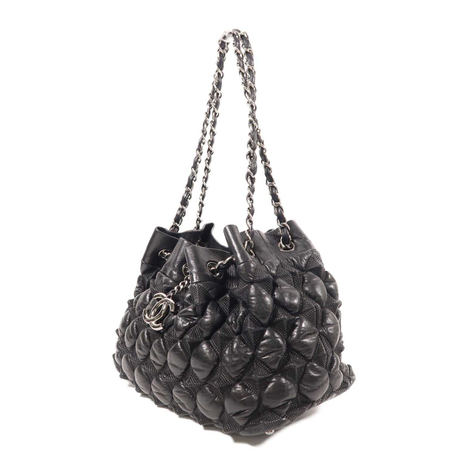 CHANEL 牛皮皮革Chain Shoulder銀扣鏈帶肩背袋
