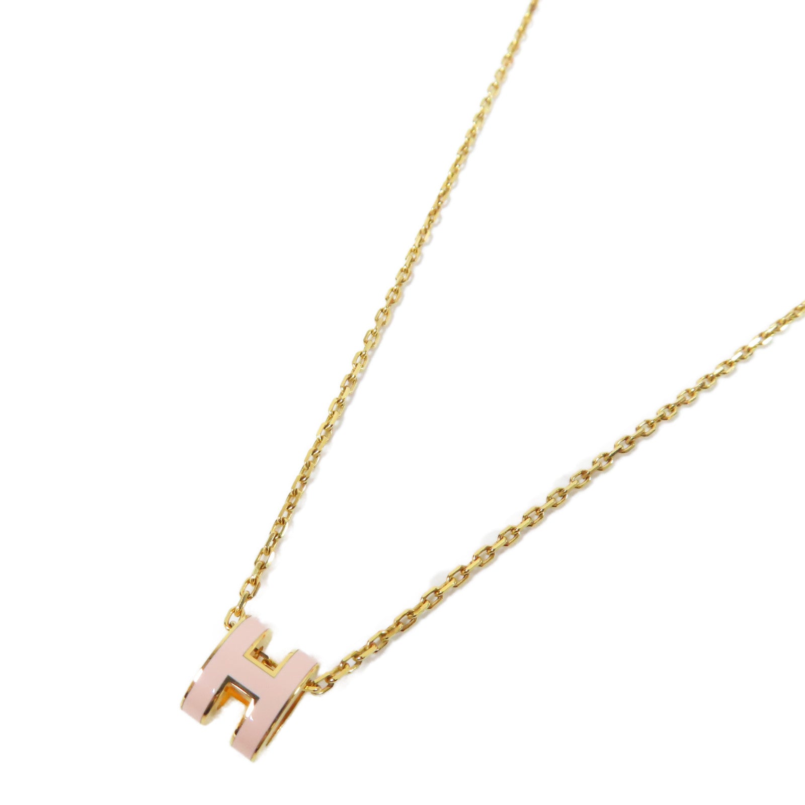 HERMES 金屬Pop H Necklace項鍊粉紅色/金色