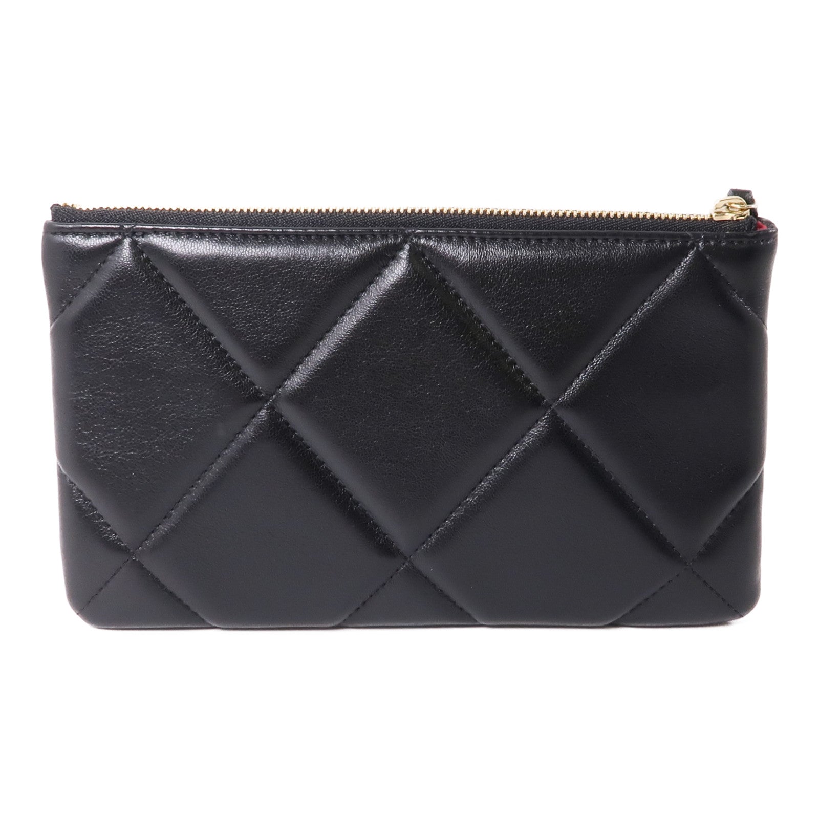 CHANEL 皮革Chanel 19 Pouch金扣手拿包黑色