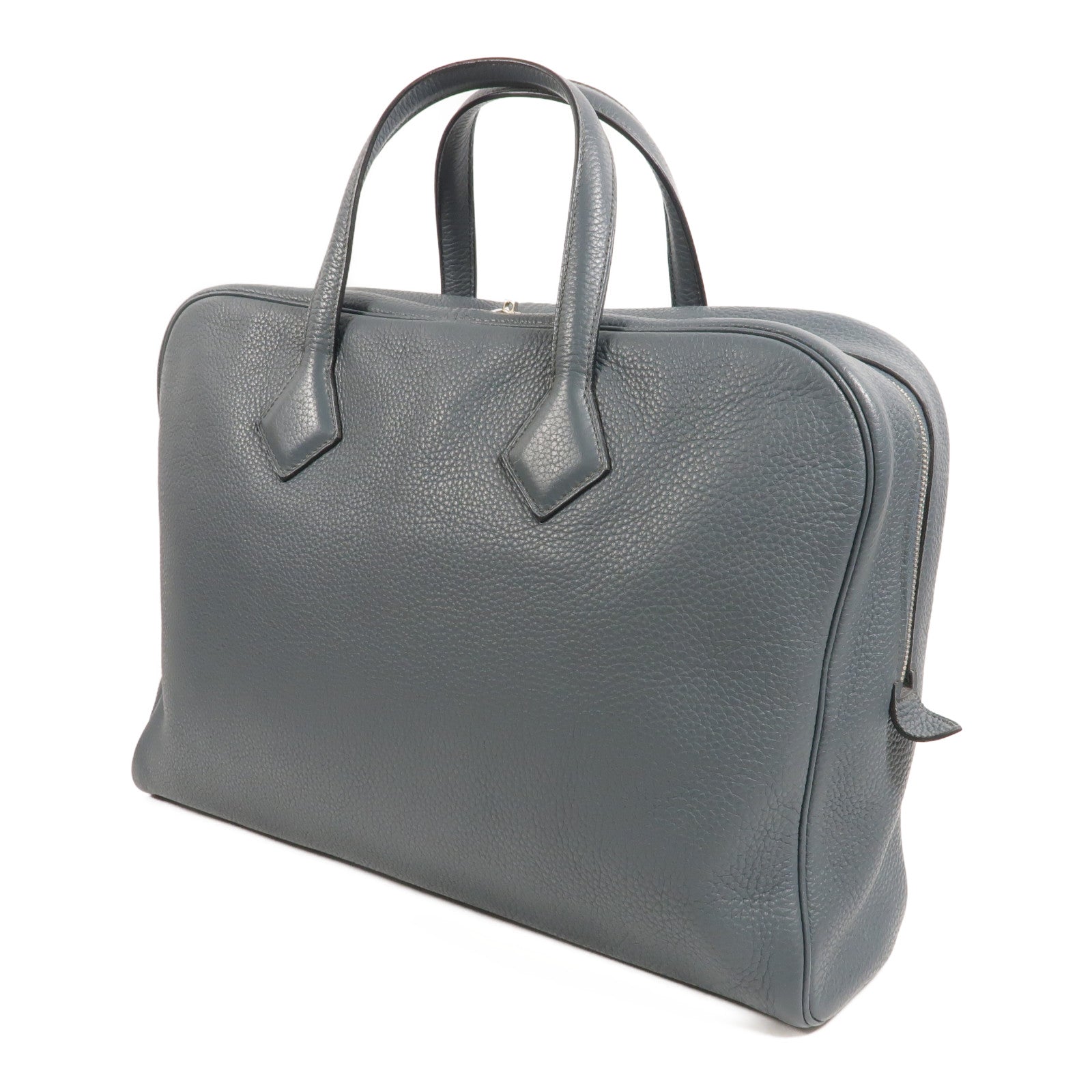 HERMES Clemence皮革Victoria II 12H手挽袋Bleu Orage