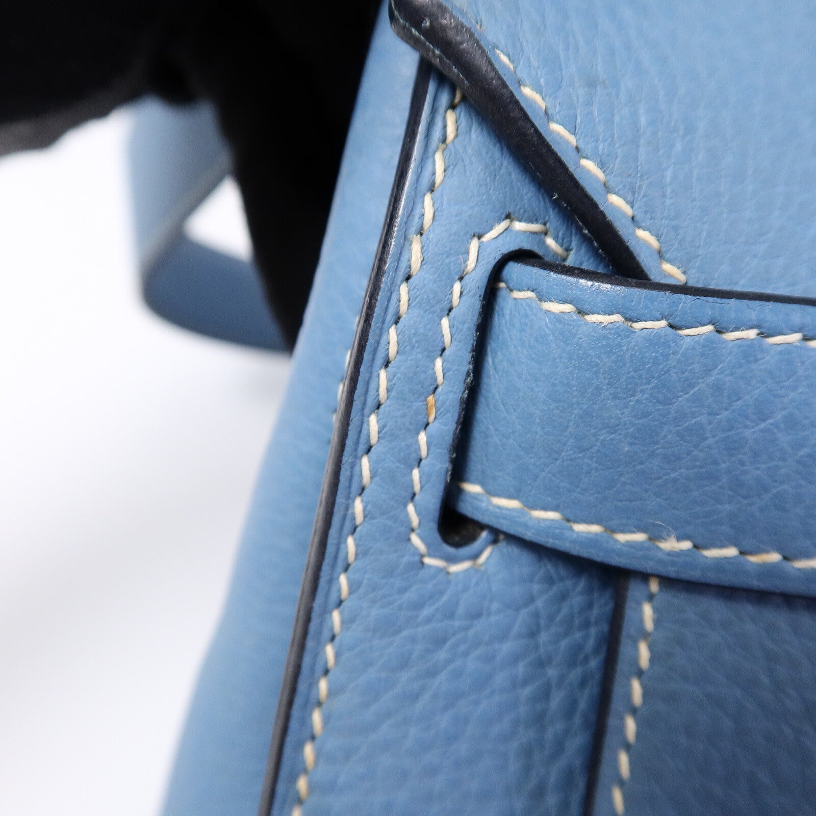 HERMES Clemence皮革Jypsiere 34肩背袋Bleu Jean
