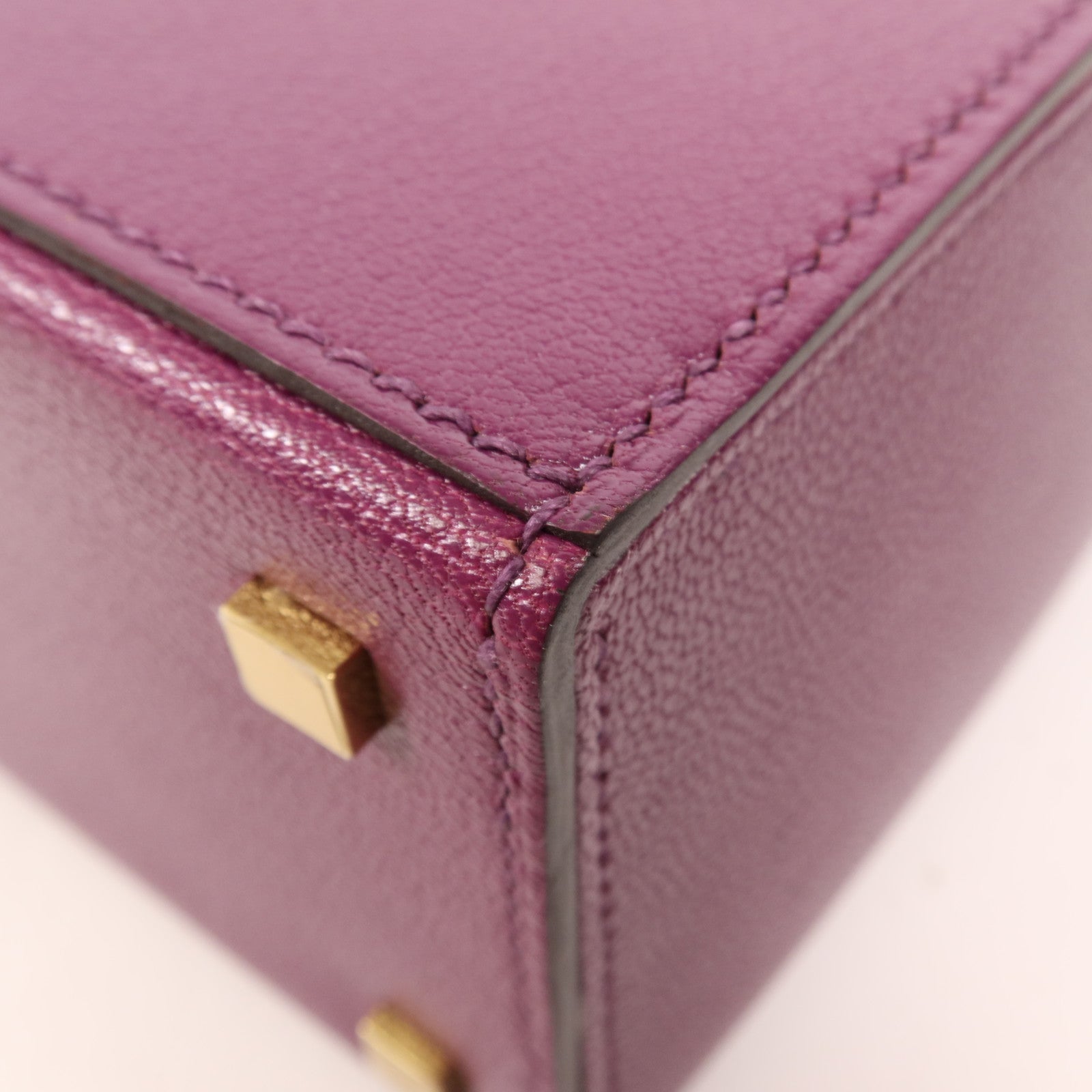 HERMES Chevre皮革Cinhetic Box銀扣手挽肩背兩用袋Anemone