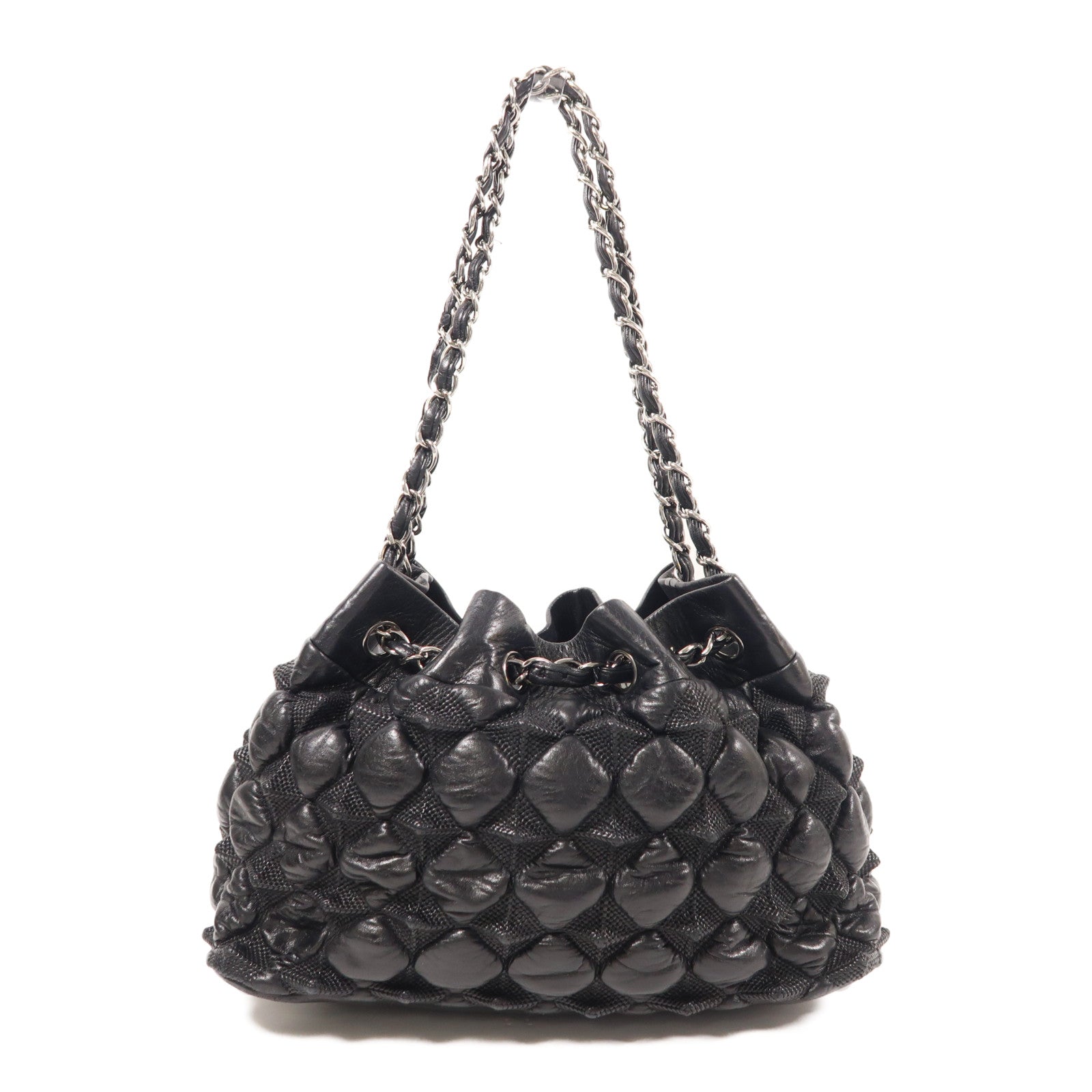 CHANEL 牛皮皮革Chain Shoulder銀扣鏈帶肩背袋