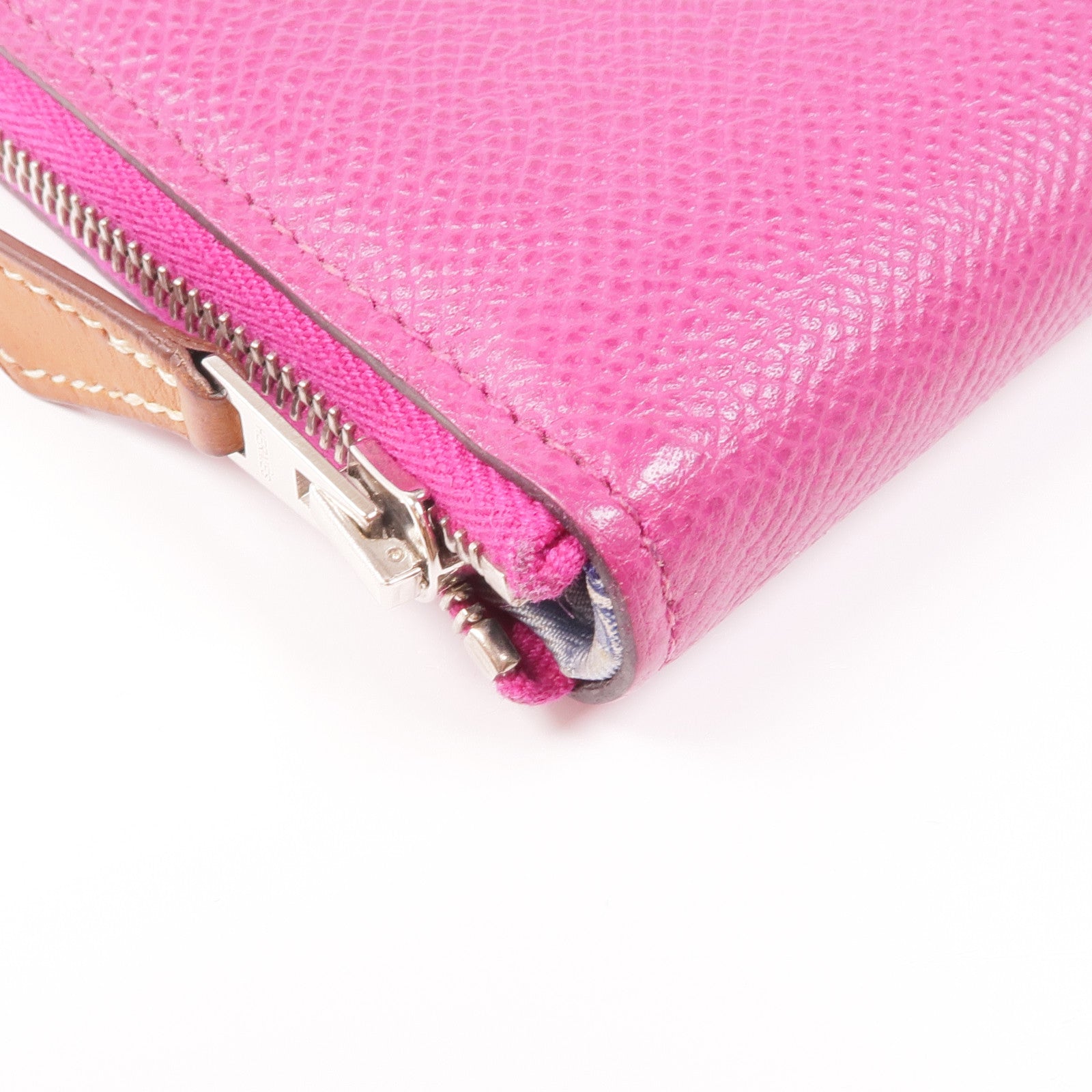 HERMES Epsom皮革Silk In Compact Wallet銀扣錢包L3 Rose Purple