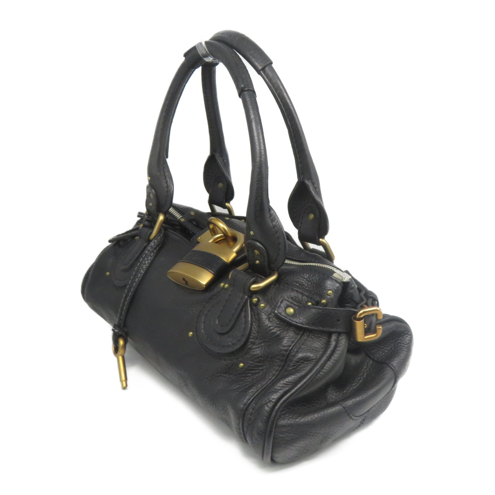Chloe 【激減優惠】牛皮皮革Shoulder Bag金扣/銀扣肩背袋黑色