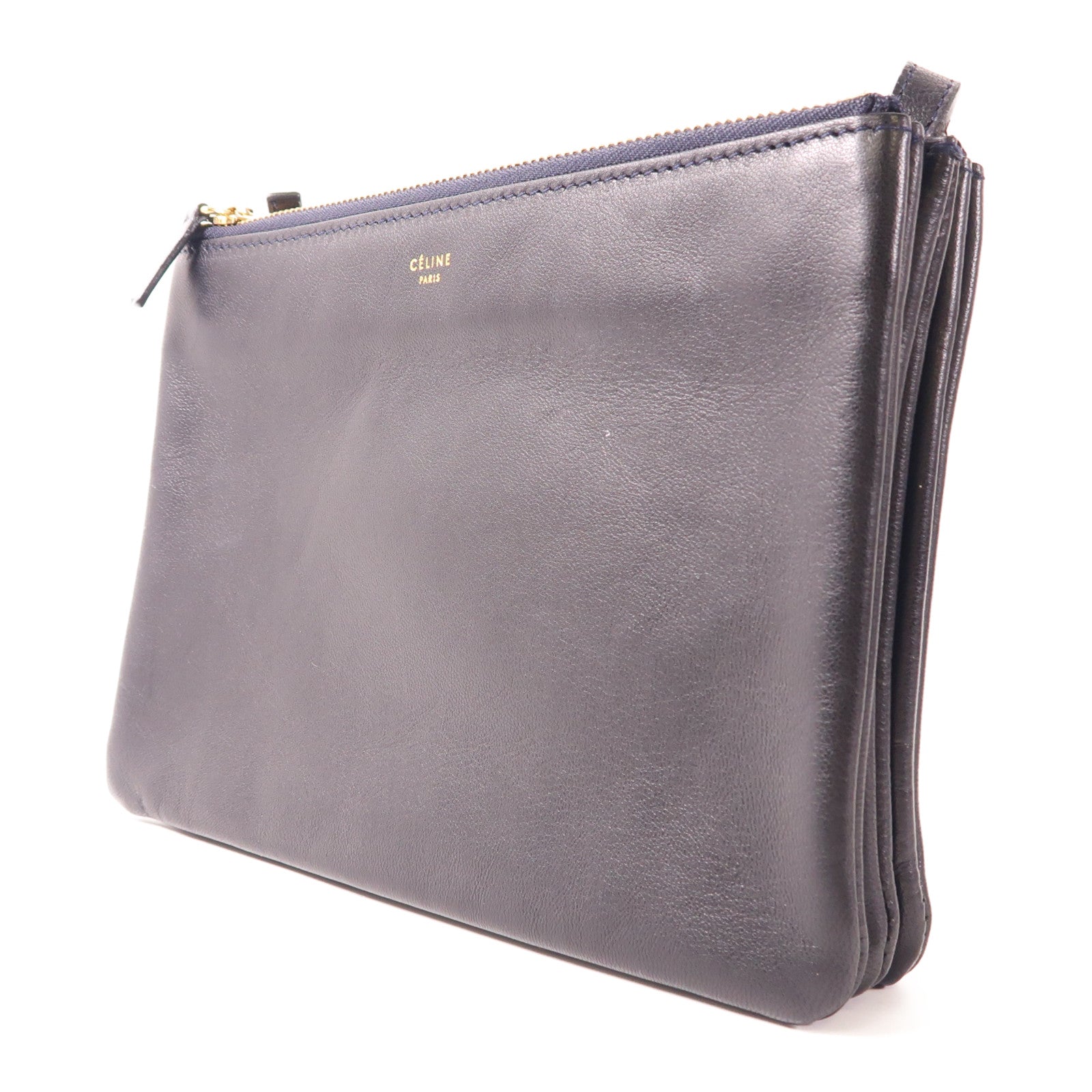 CELINE 羊皮皮革Trio金扣肩背袋