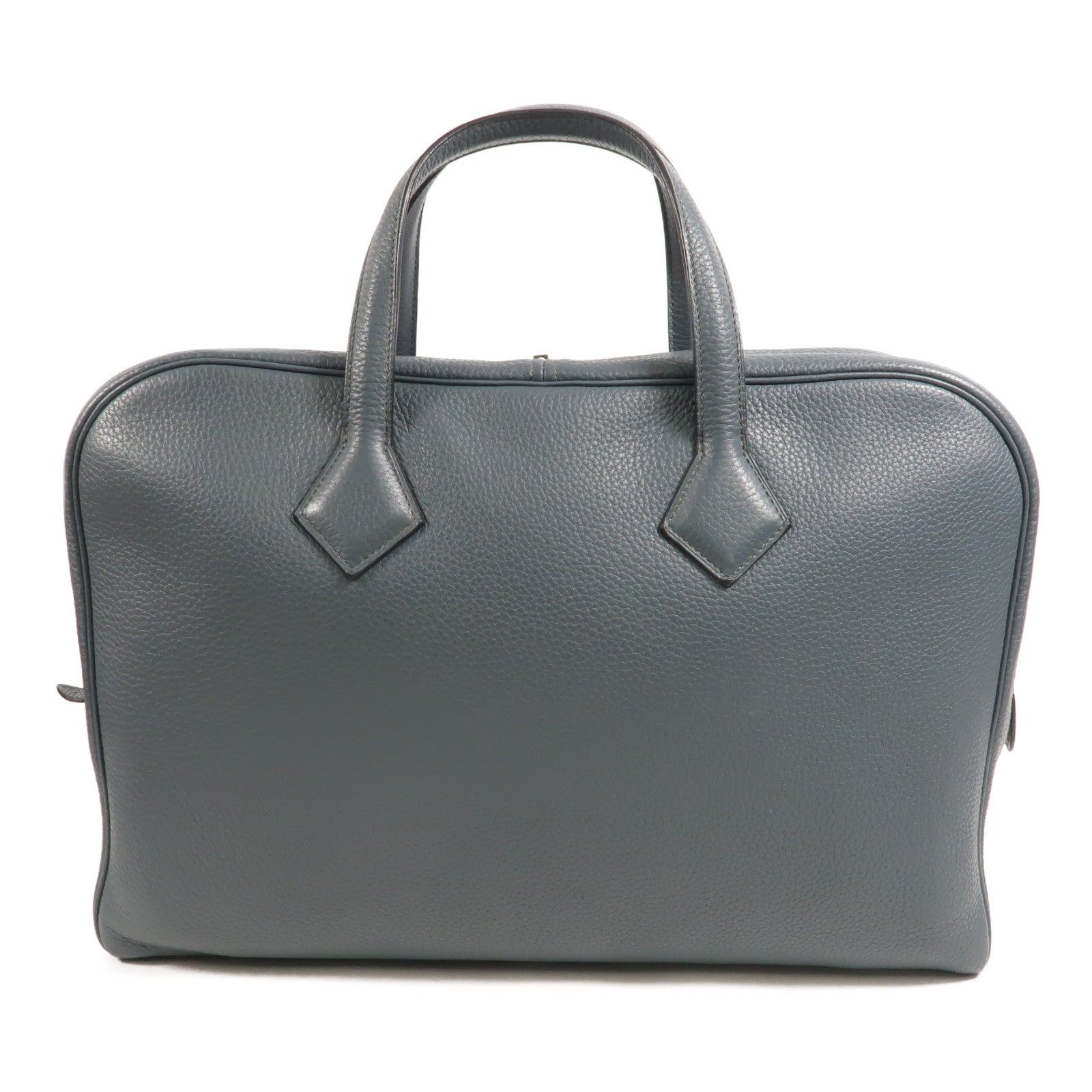 HERMES Clemence皮革Victoria II 12H手挽袋Bleu Orage
