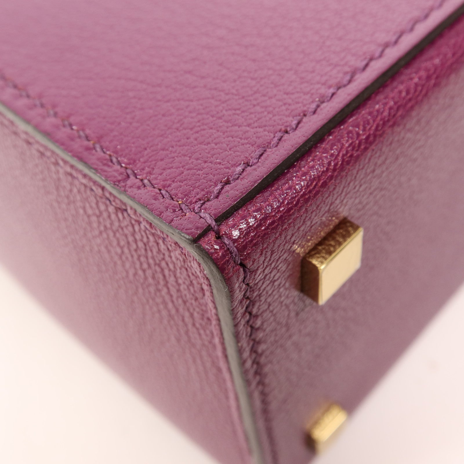 HERMES Chevre皮革Cinhetic Box銀扣手挽肩背兩用袋Anemone