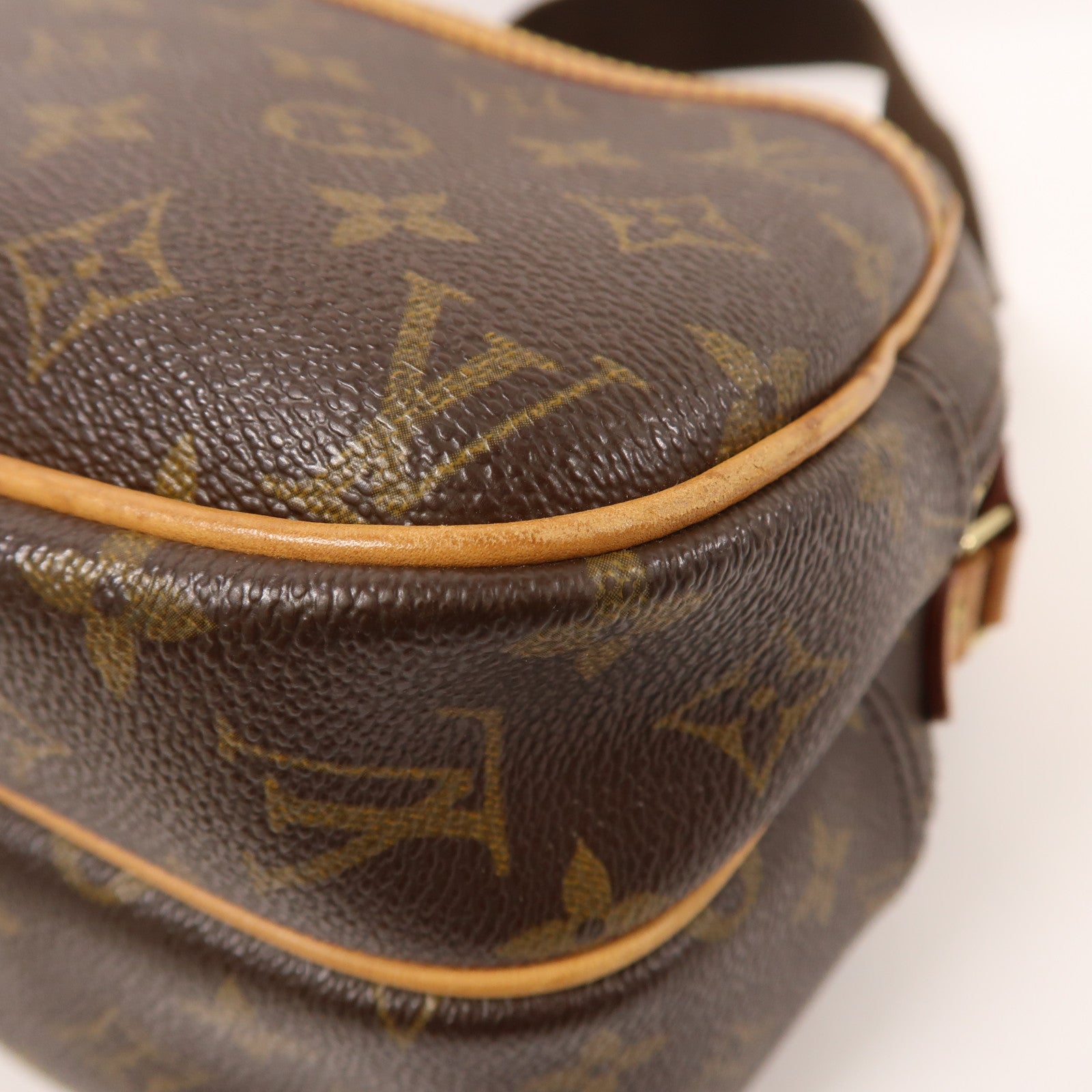 LOUIS VUITTON Monogram Reporter PM金扣肩背袋棕色