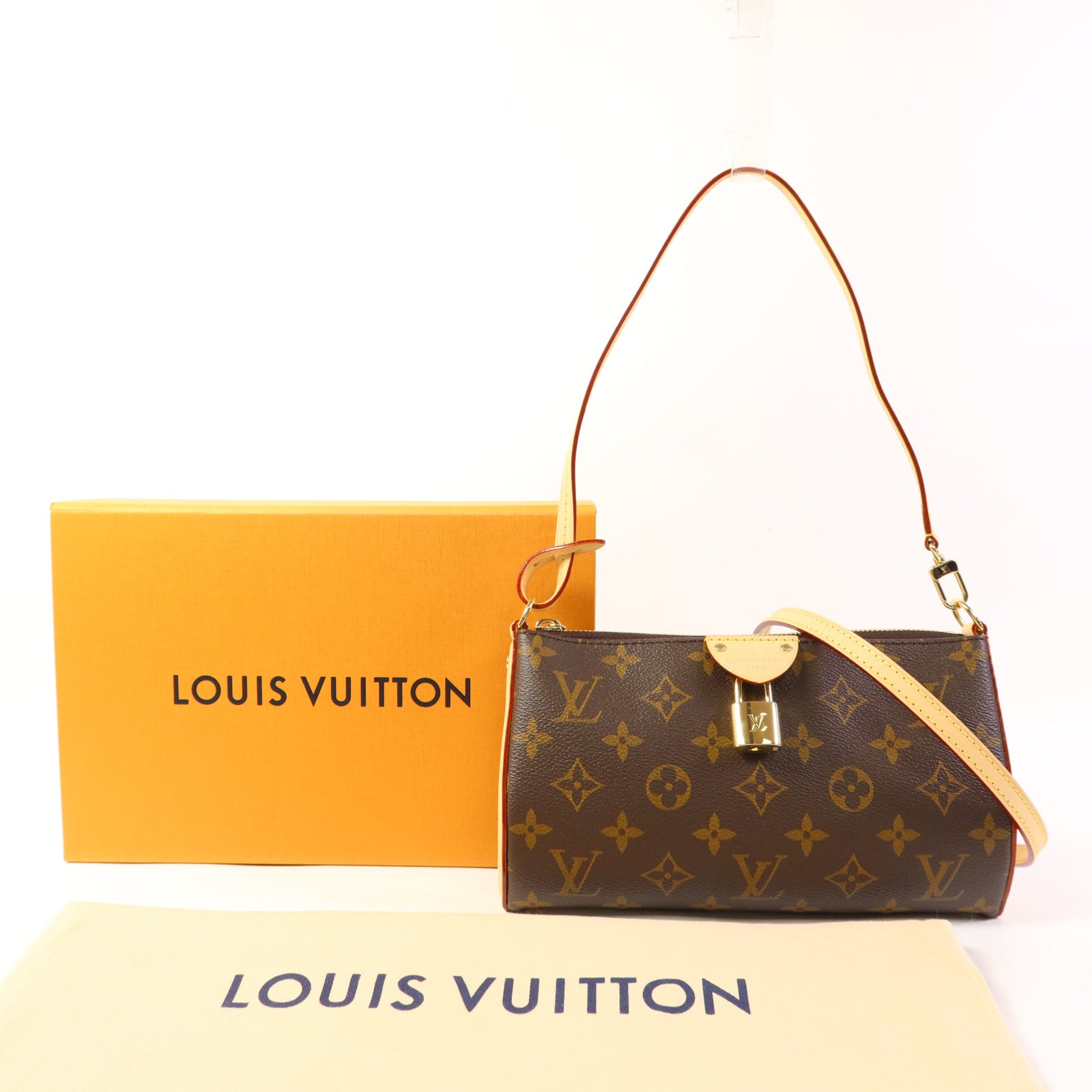 LOUIS VUITTON Monogram Pochette Tirette金扣手挽肩背兩用袋