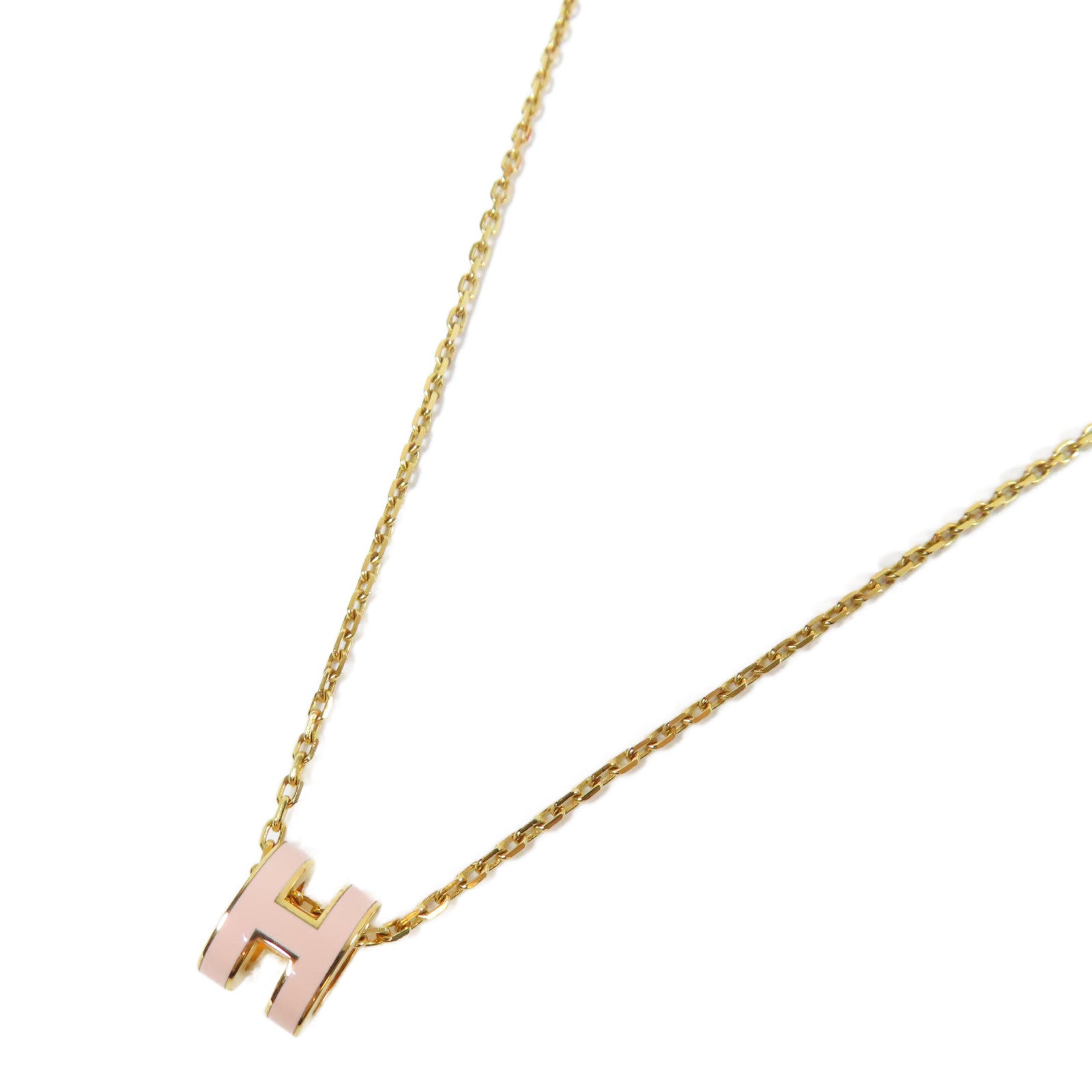 HERMES 金屬Pop H Necklace項鍊粉紅色/金色