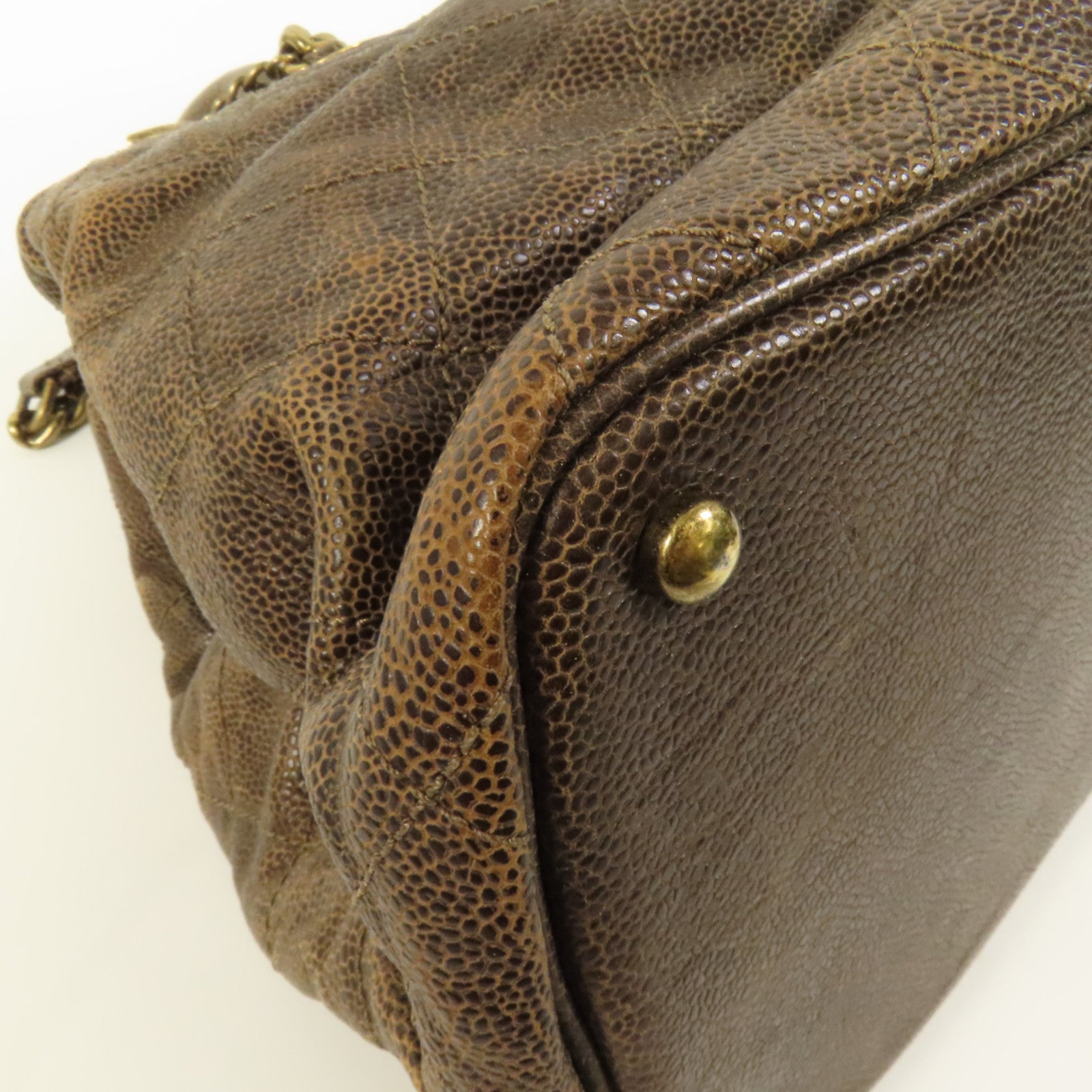 CHANEL 牛皮皮革Shoulder Bag金扣手挽肩背兩用袋