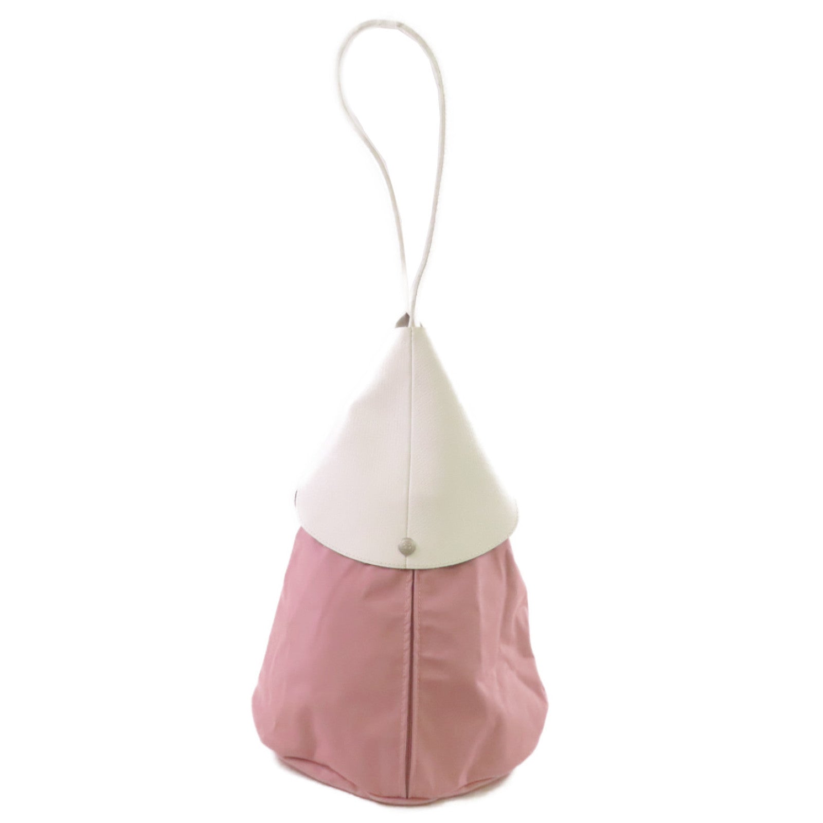 Longchamp 尼龍Hand Bag銀扣手挽袋粉紅色/白色