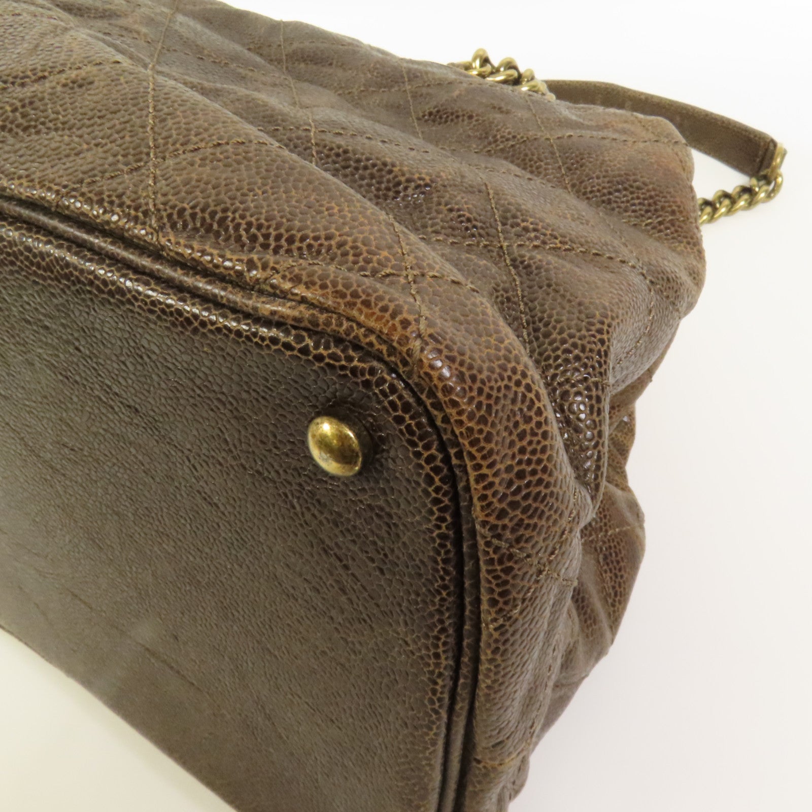 CHANEL 牛皮皮革Shoulder Bag金扣手挽肩背兩用袋